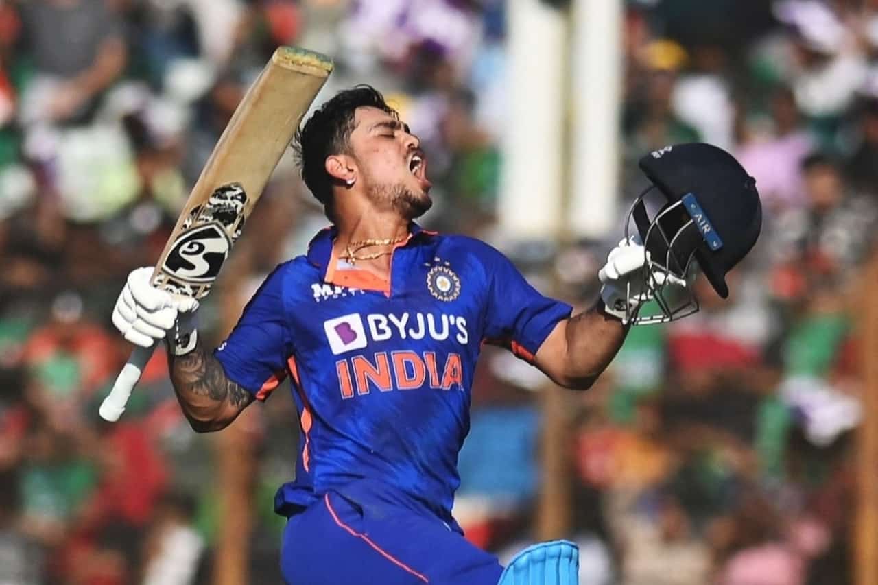 Ishan Kishan celebrating his double century