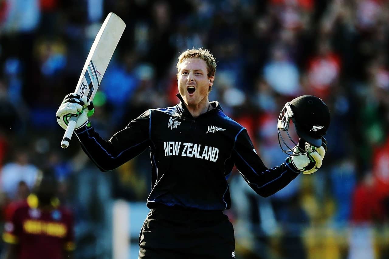 Martin Guptill celebrating his double century