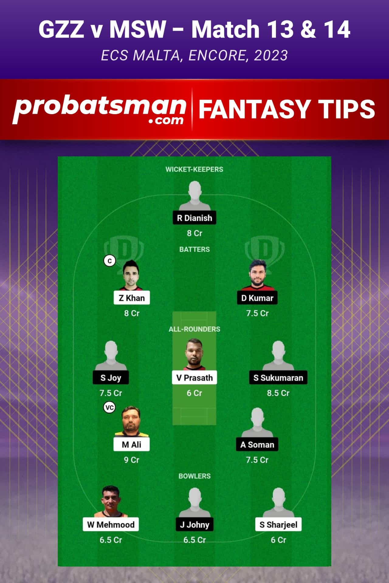 GZZ vs MSW Dream11 Prediction - Fantasy Team 2