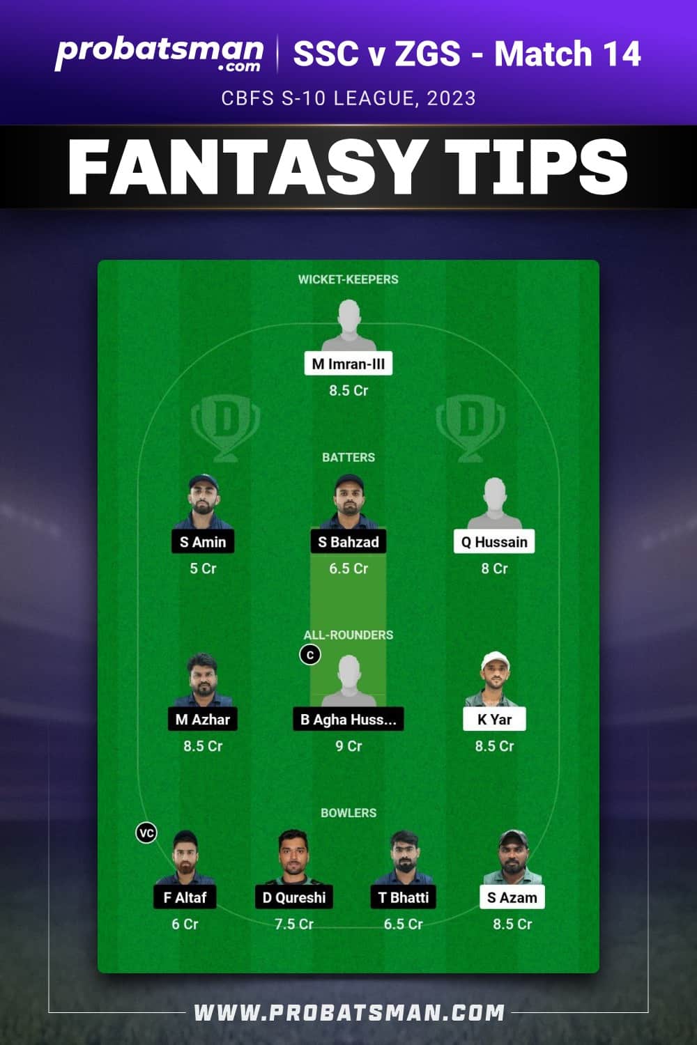 SSC vs ZGS Dream11 Prediction - Fantasy Team 2 SSC vs ZGS Dream11 Prediction - Fantasy Team 2