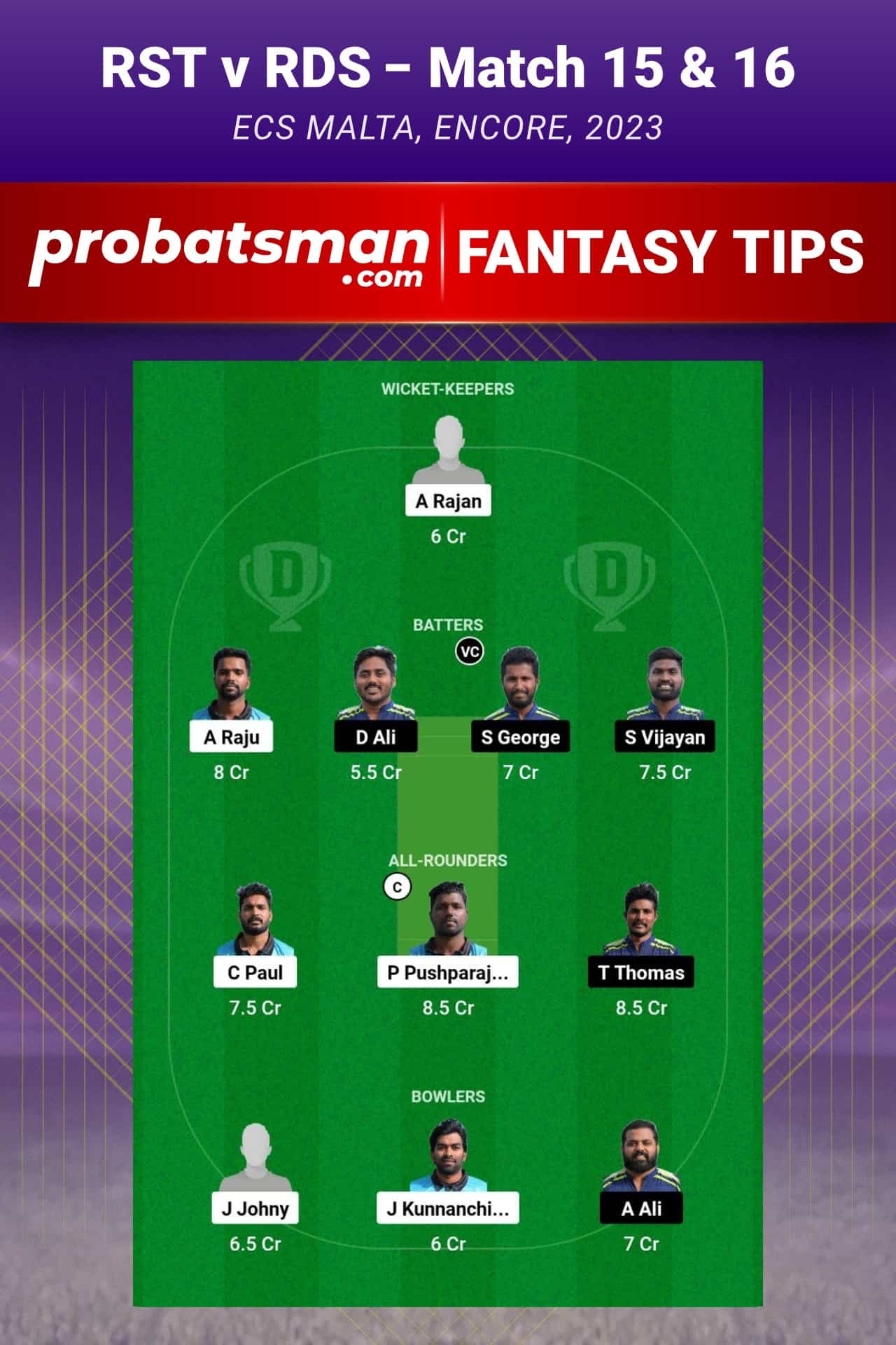 RST vs RDS Dream11 Prediction - Fantasy Team 1 RST vs RDS Dream11 Prediction - Fantasy Team 1