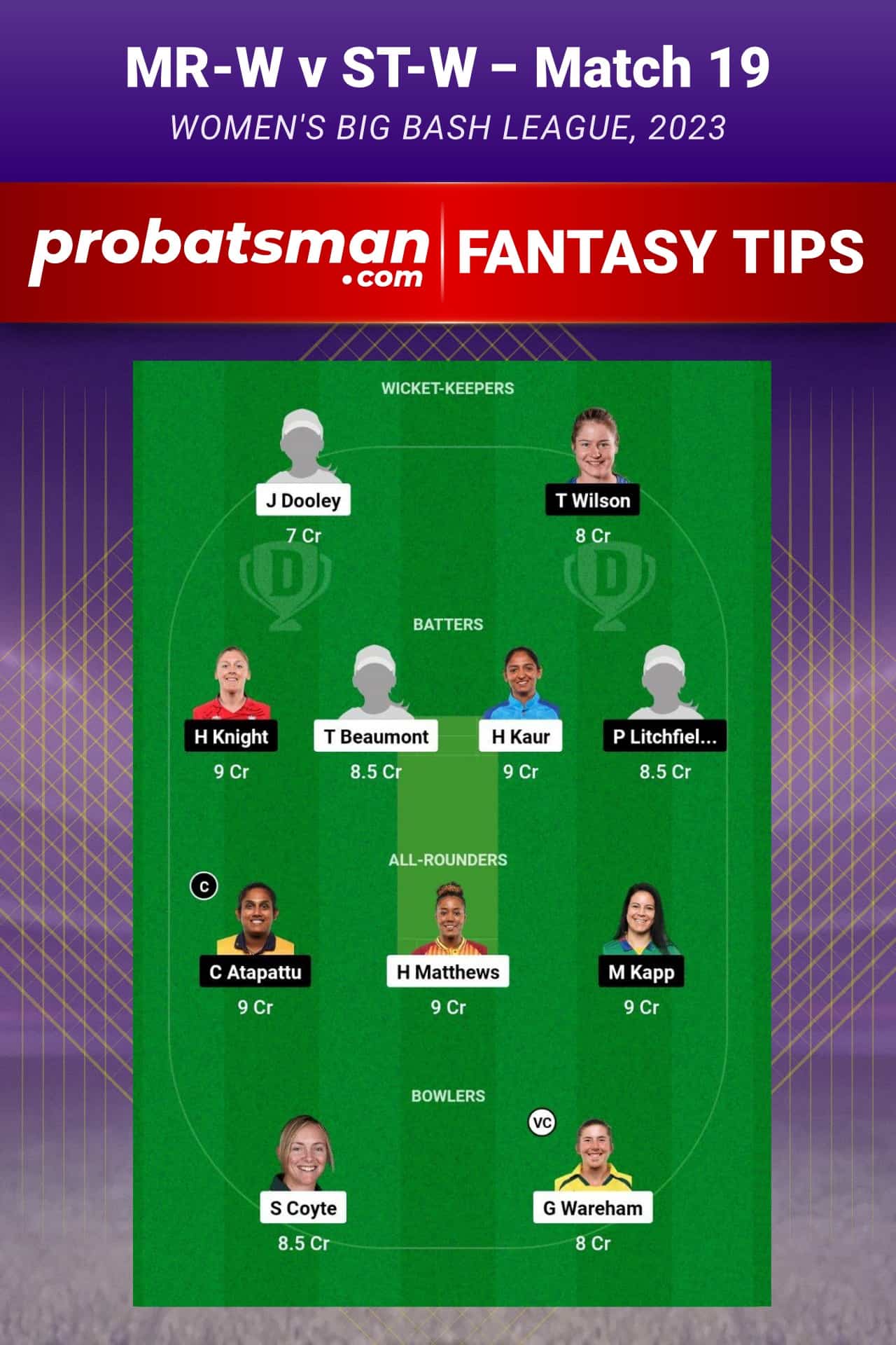 MR-W vs ST-W Dream11 Prediction - Fantasy Team 2 MR-W vs ST-W Dream11 Prediction - Fantasy Team 2
