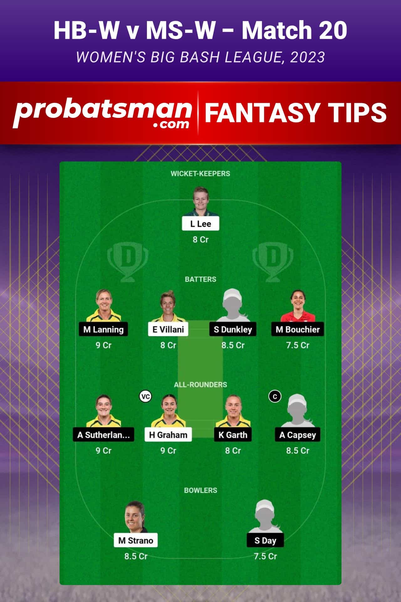 HB-W vs MS-W Dream11 Prediction - Fantasy Team 2