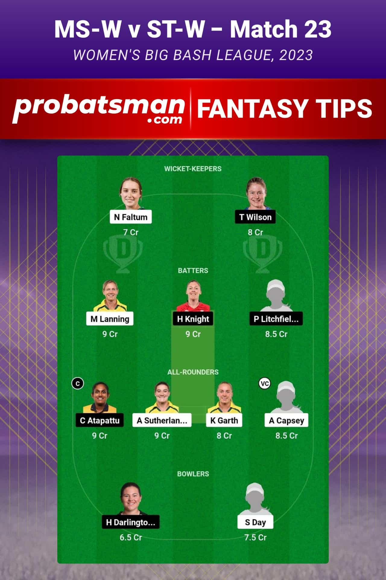 MS-W vs ST-W Dream11 Prediction - Fantasy Team 2