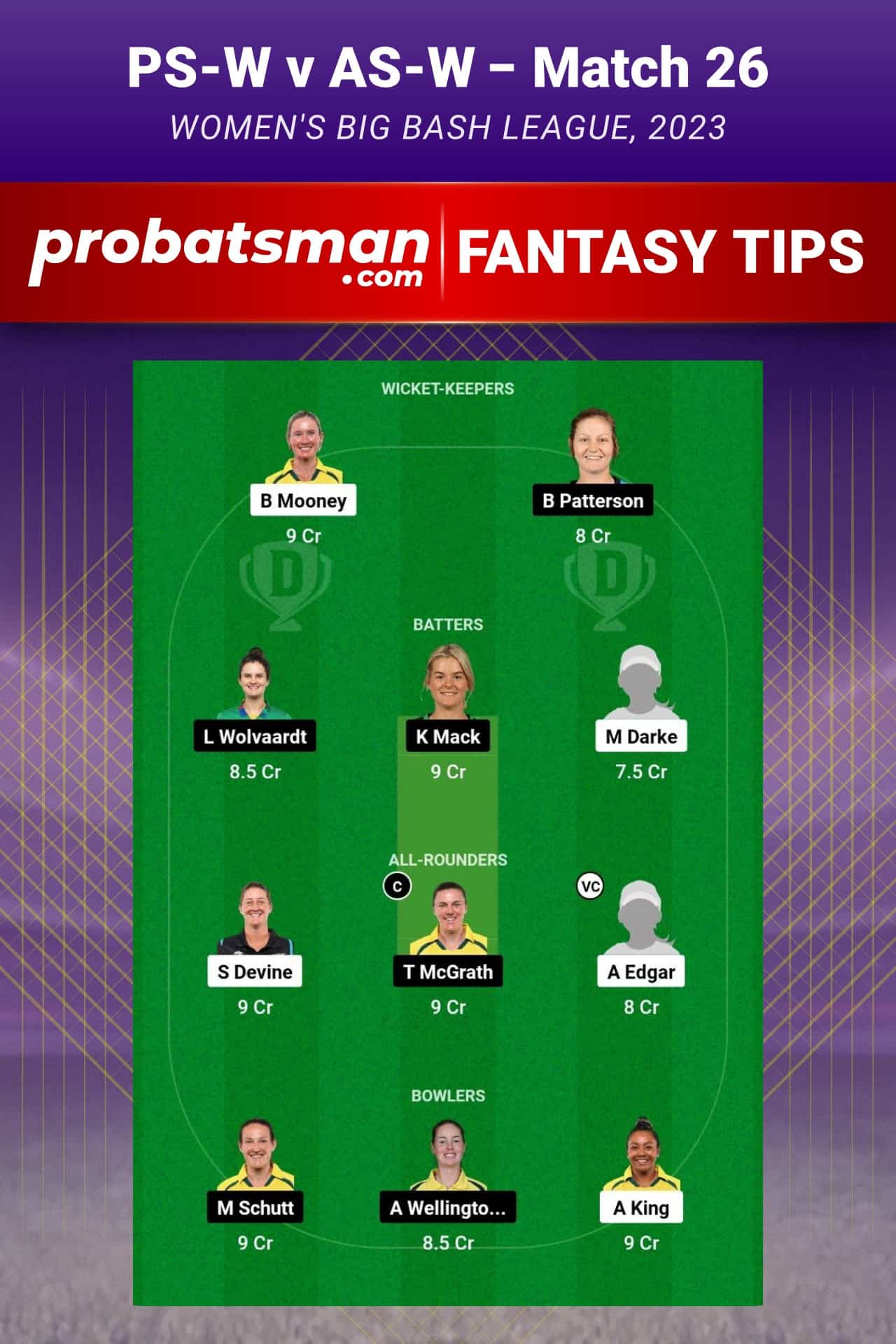 PS-W vs AS-W Dream11 Prediction - Fantasy Team 2 PS-W vs AS-W Dream11 Prediction - Fantasy Team 2