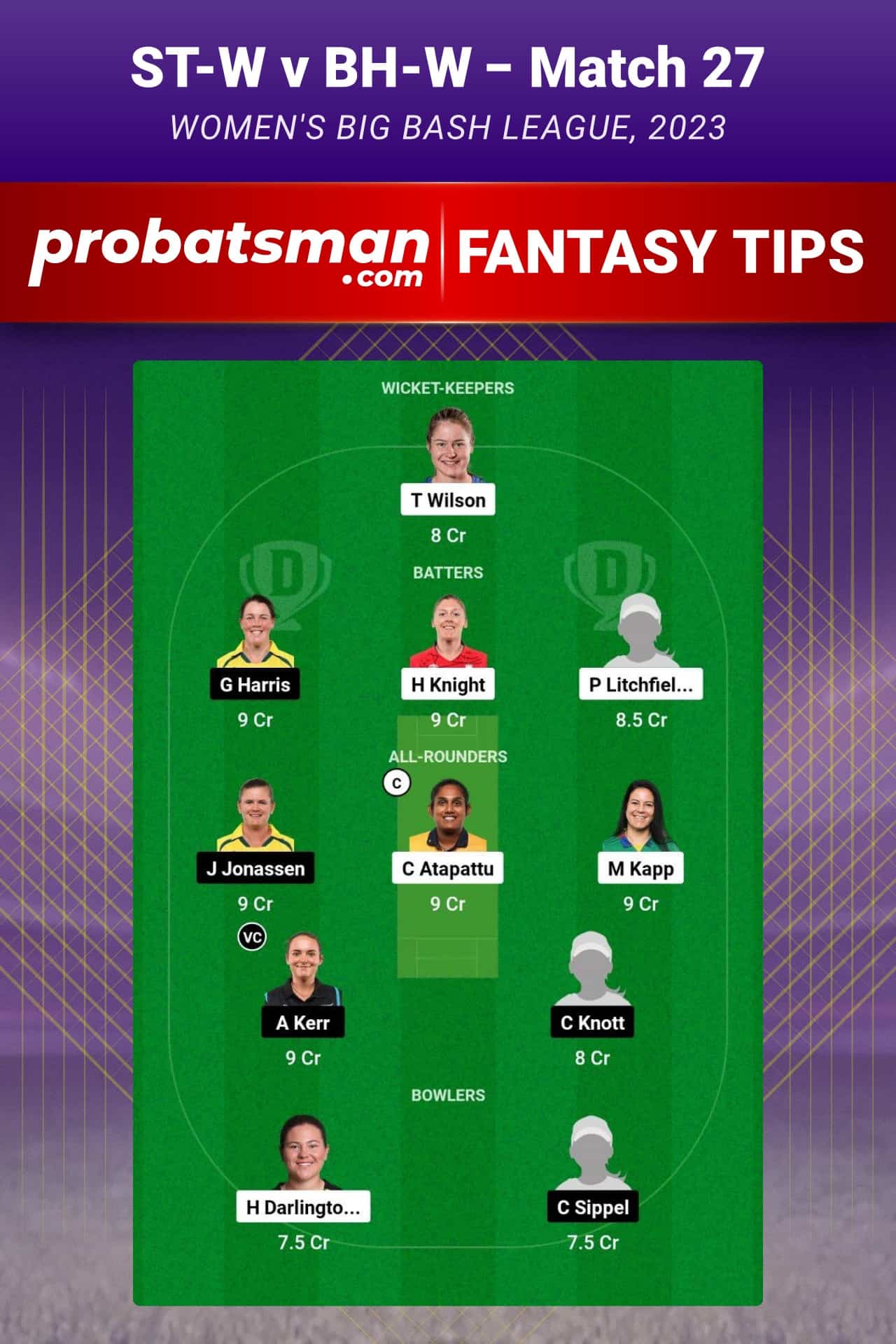 ST-W vs BH-W Dream11 Prediction - Fantasy Team 1 ST-W vs BH-W Dream11 Prediction - Fantasy Team 1