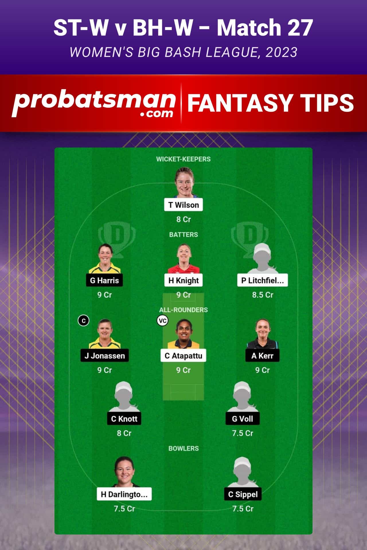 ST-W vs BH-W Dream11 Prediction - Fantasy Team 2