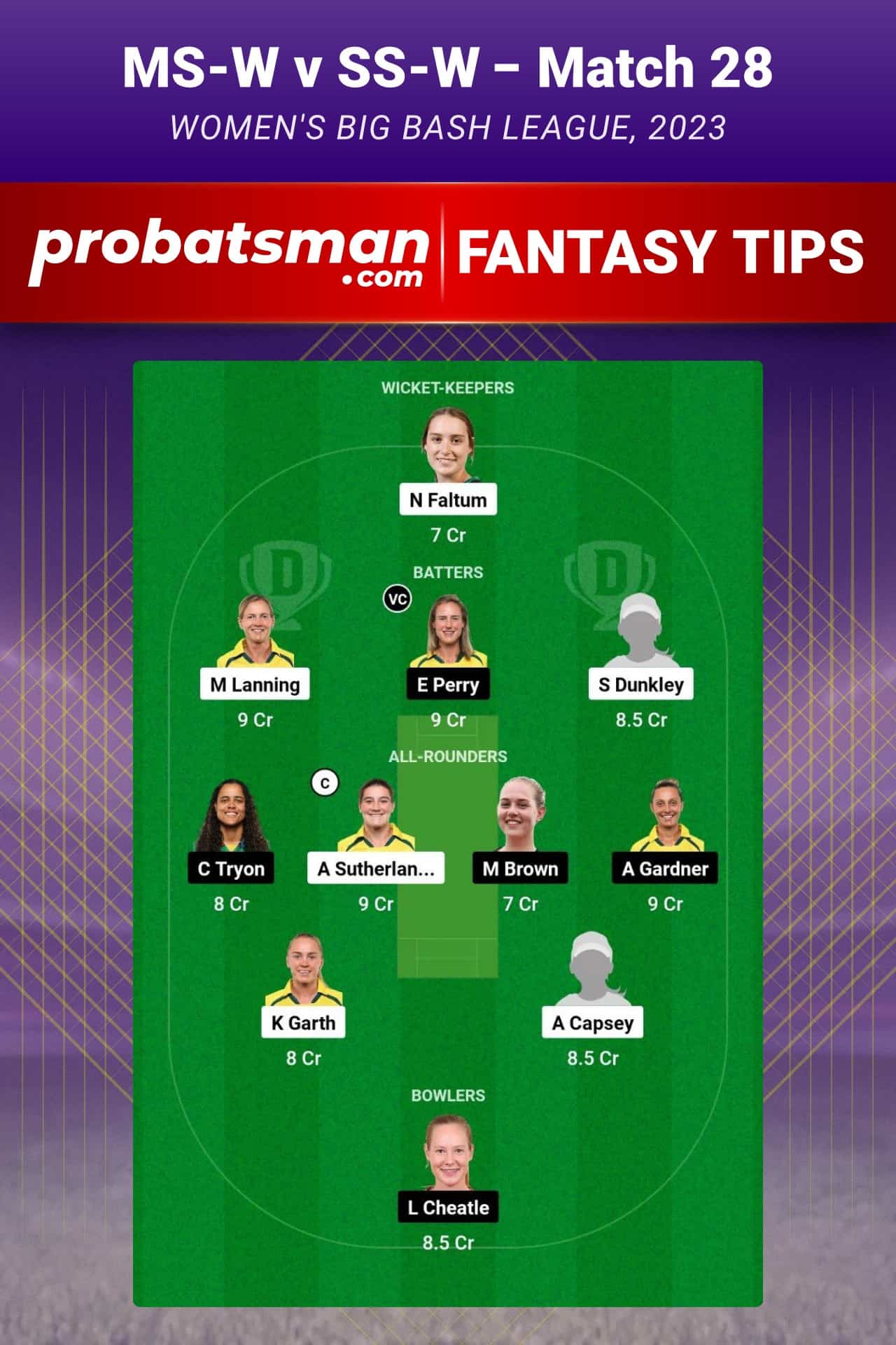 MS-W vs SS-W Dream11 Prediction - Fantasy Team 2