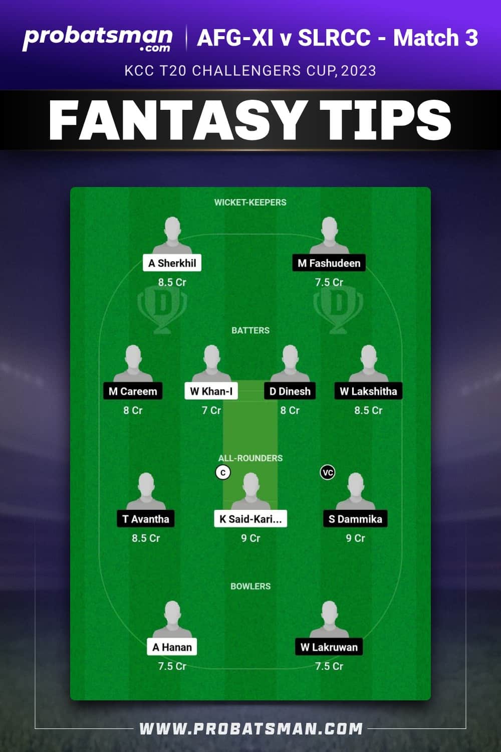 AFG-XI vs SLRCC Dream11 Prediction - Fantasy Team 1 AFG-XI vs SLRCC Dream11 Prediction - Fantasy Team 1