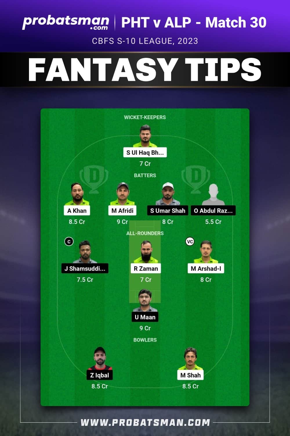 PHT vs ALP Dream11 Prediction - Fantasy Team 1 PHT vs ALP Dream11 Prediction - Fantasy Team 1
