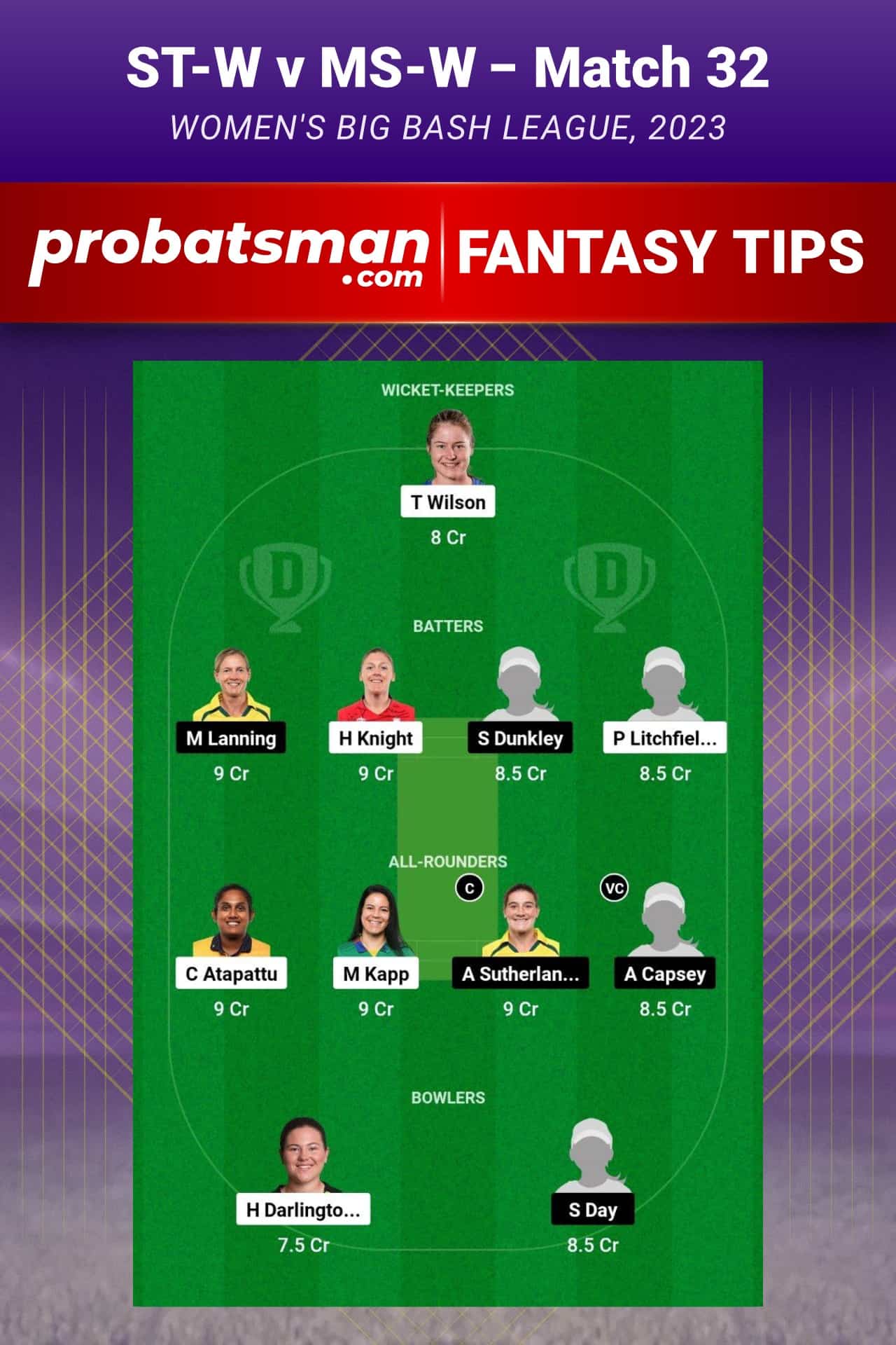 ST-W vs MS-W Dream11 Prediction - Fantasy Team 2