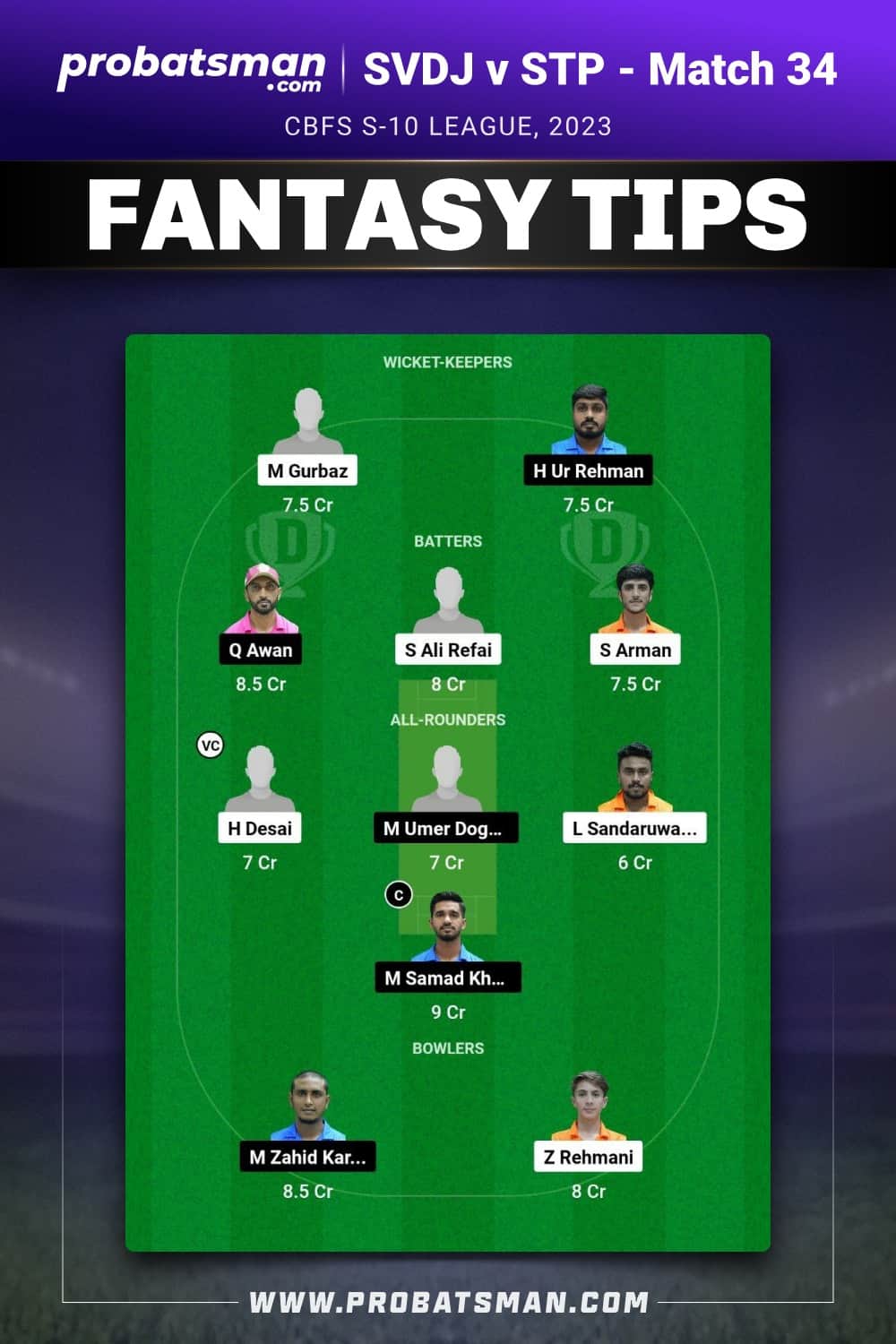 SVDJ vs STP Dream11 Prediction - Fantasy Team 1 SVDJ vs STP Dream11 Prediction - Fantasy Team 1