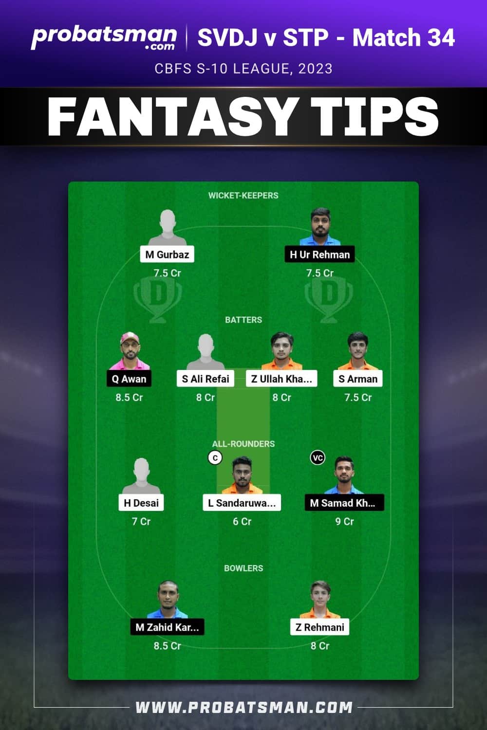 SVDJ vs STP Dream11 Prediction - Fantasy Team 2 SVDJ vs STP Dream11 Prediction - Fantasy Team 2