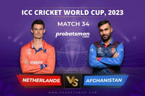 Match 34 of ICC Cricket World Cup 2023 Betweem Netherlands vs Afghanistan