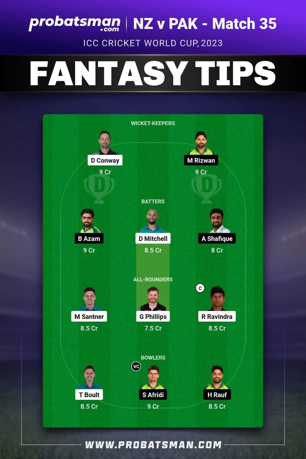 NZ vs PAK Dream11 Prediction - Fantasy Team 1 NZ vs PAK Dream11 Prediction - Fantasy Team 1
