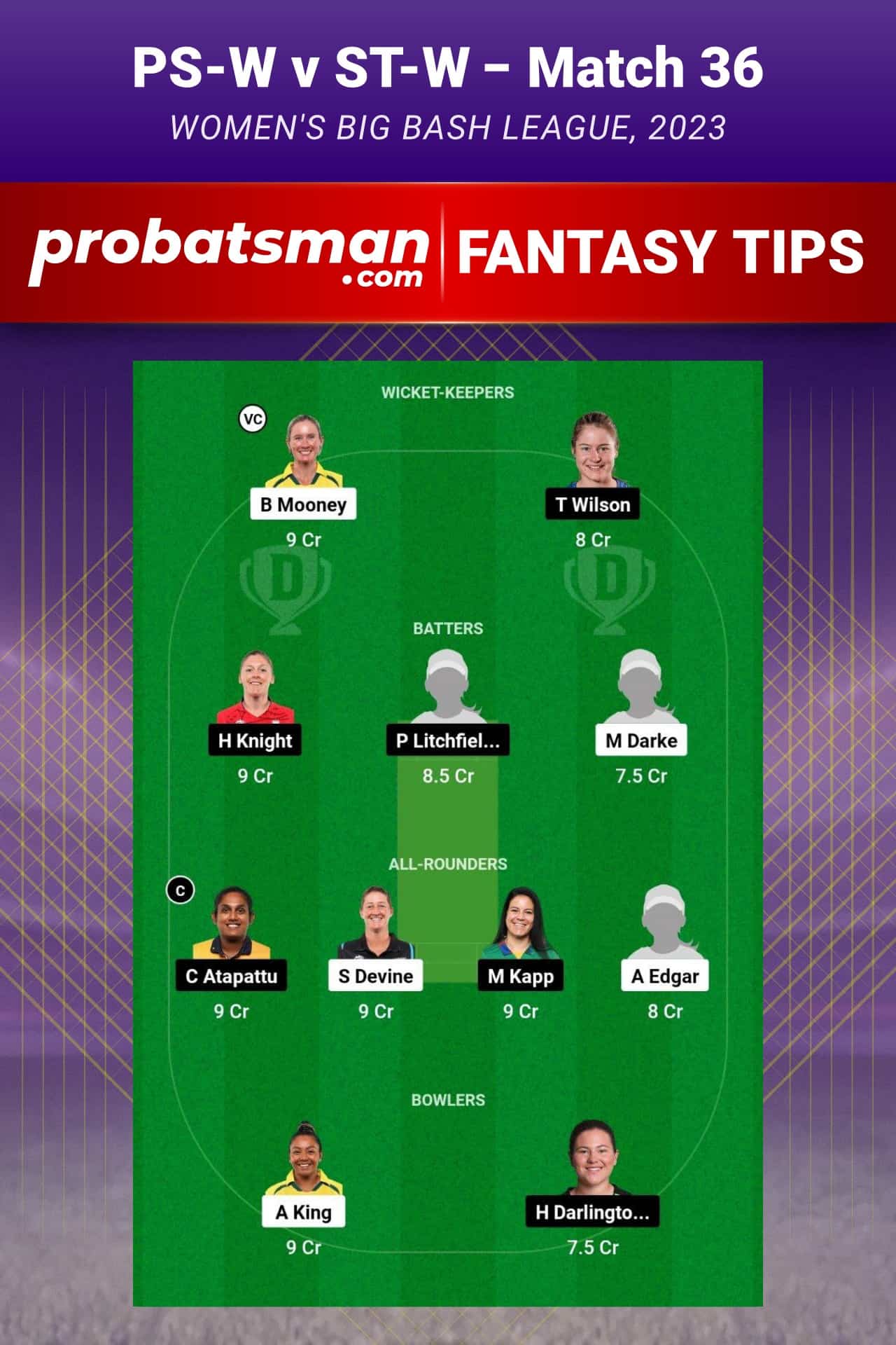 PS-W vs ST-W Dream11 Prediction - Fantasy Team 2