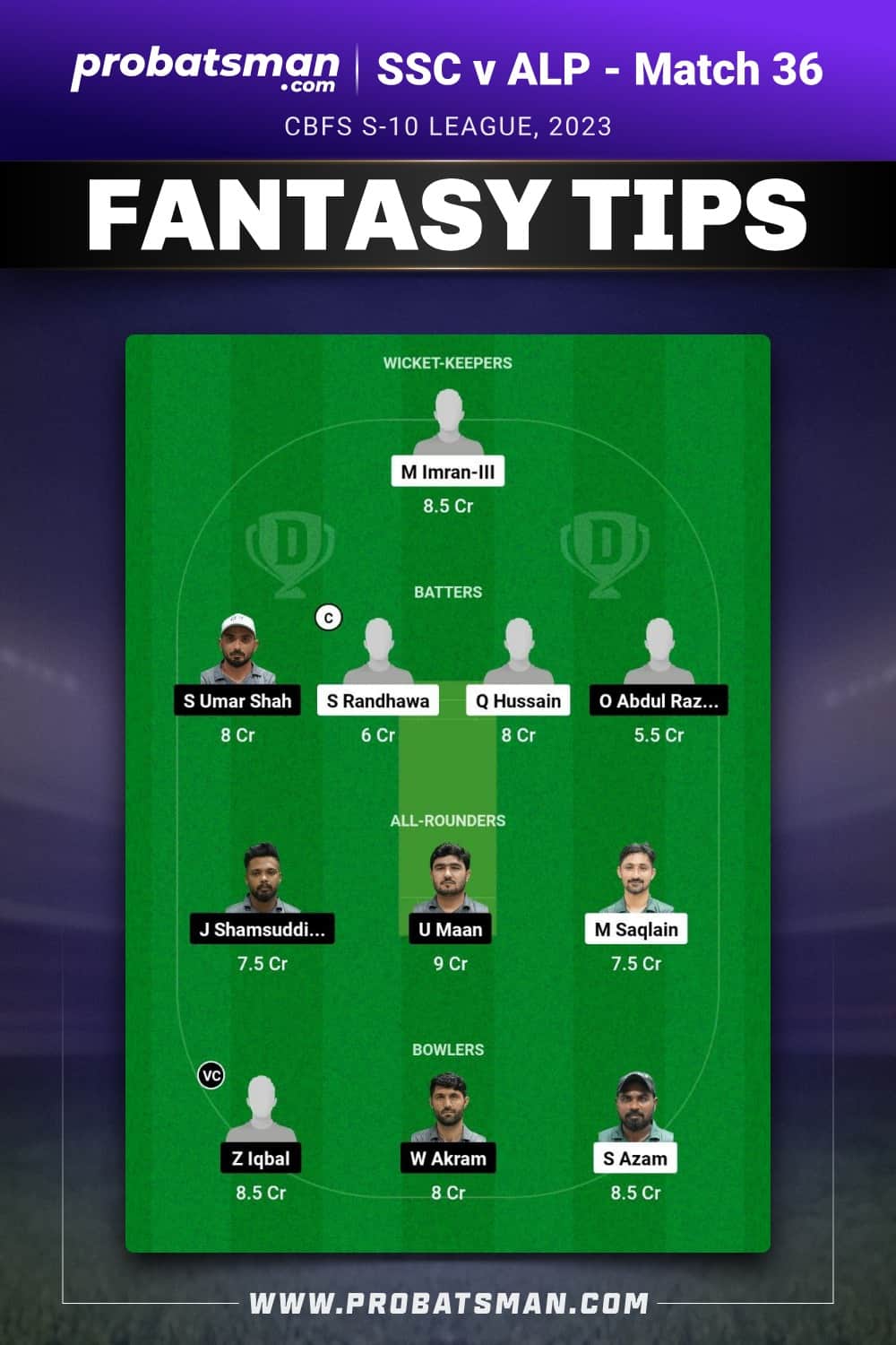 SSC vs ALP Dream11 Prediction - Fantasy Team 2