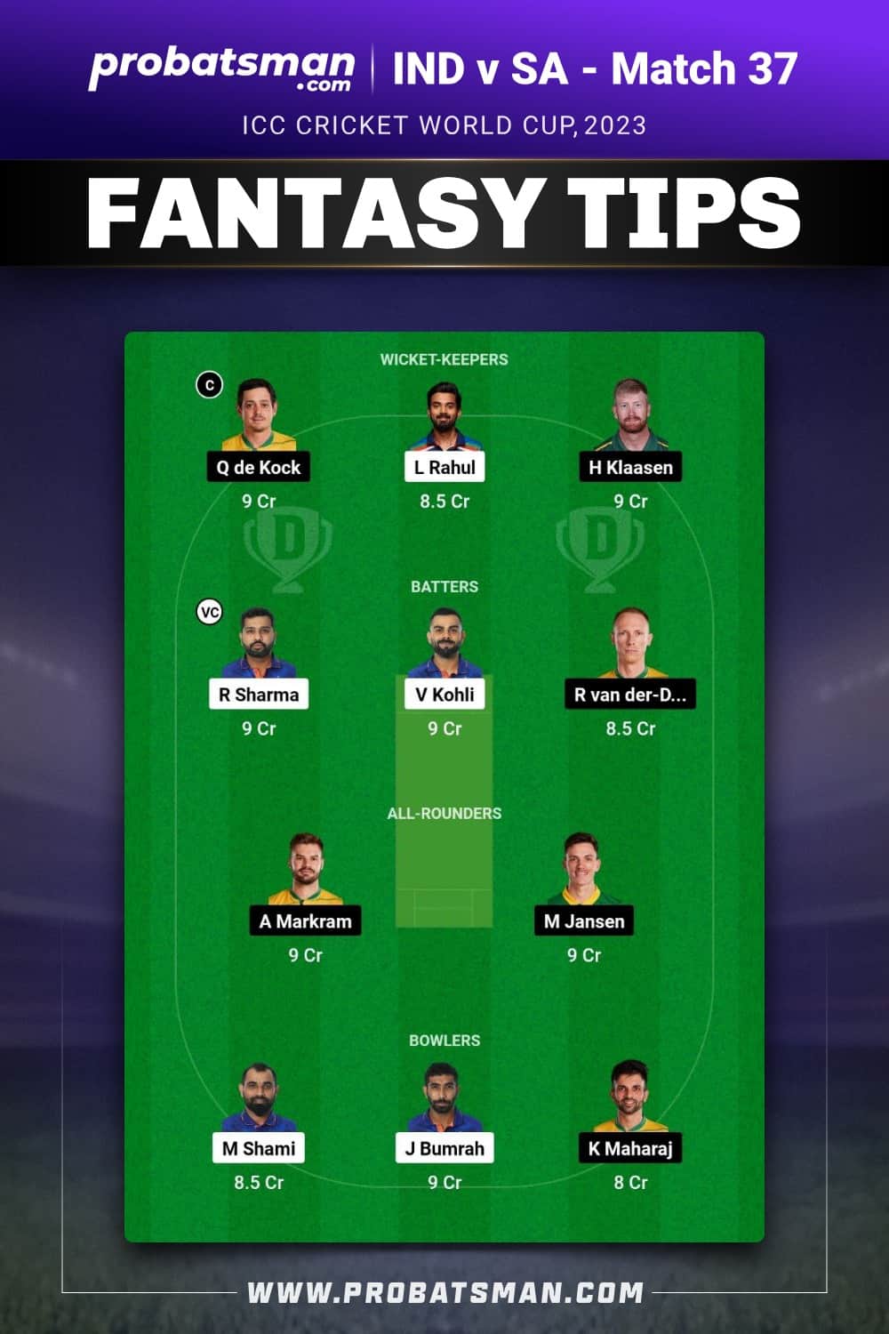 IND vs SA Dream11 Prediction - Fantasy Team 2 IND vs SA Dream11 Prediction - Fantasy Team 2