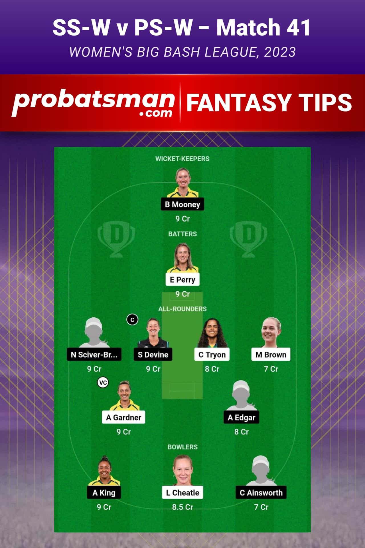 SS-W vs PS-W Dream11 Prediction - Fantasy Team 1