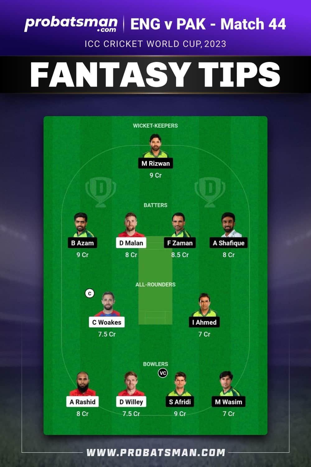 ENG vs PAK Dream11 Prediction - Fantasy Team 1