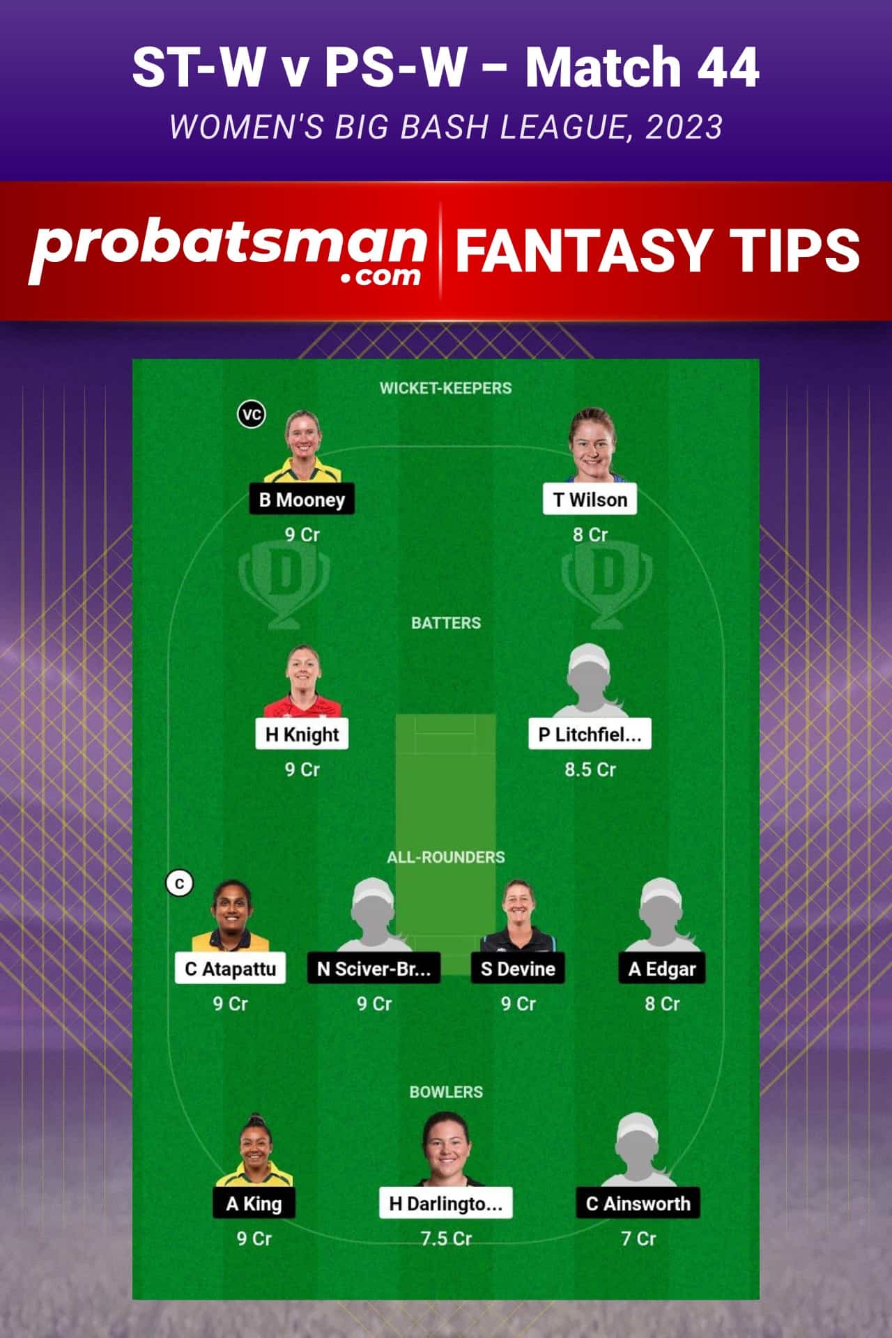 ST-W vs PS-W Dream11 Prediction - Fantasy Team 2