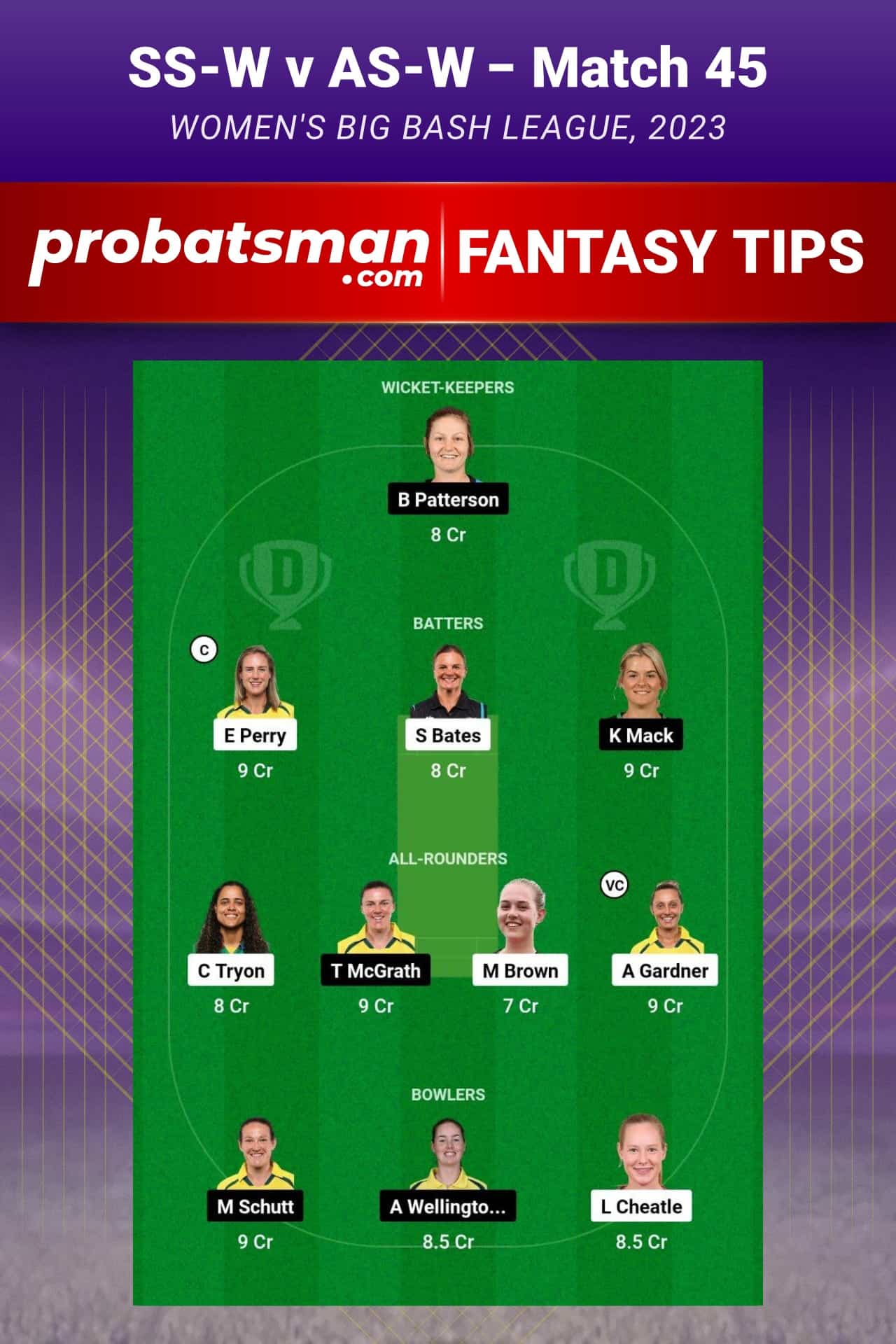 SS-W vs AS-W Dream11 Prediction - Fantasy Team 2 SS-W vs AS-W Dream11 Prediction - Fantasy Team 2