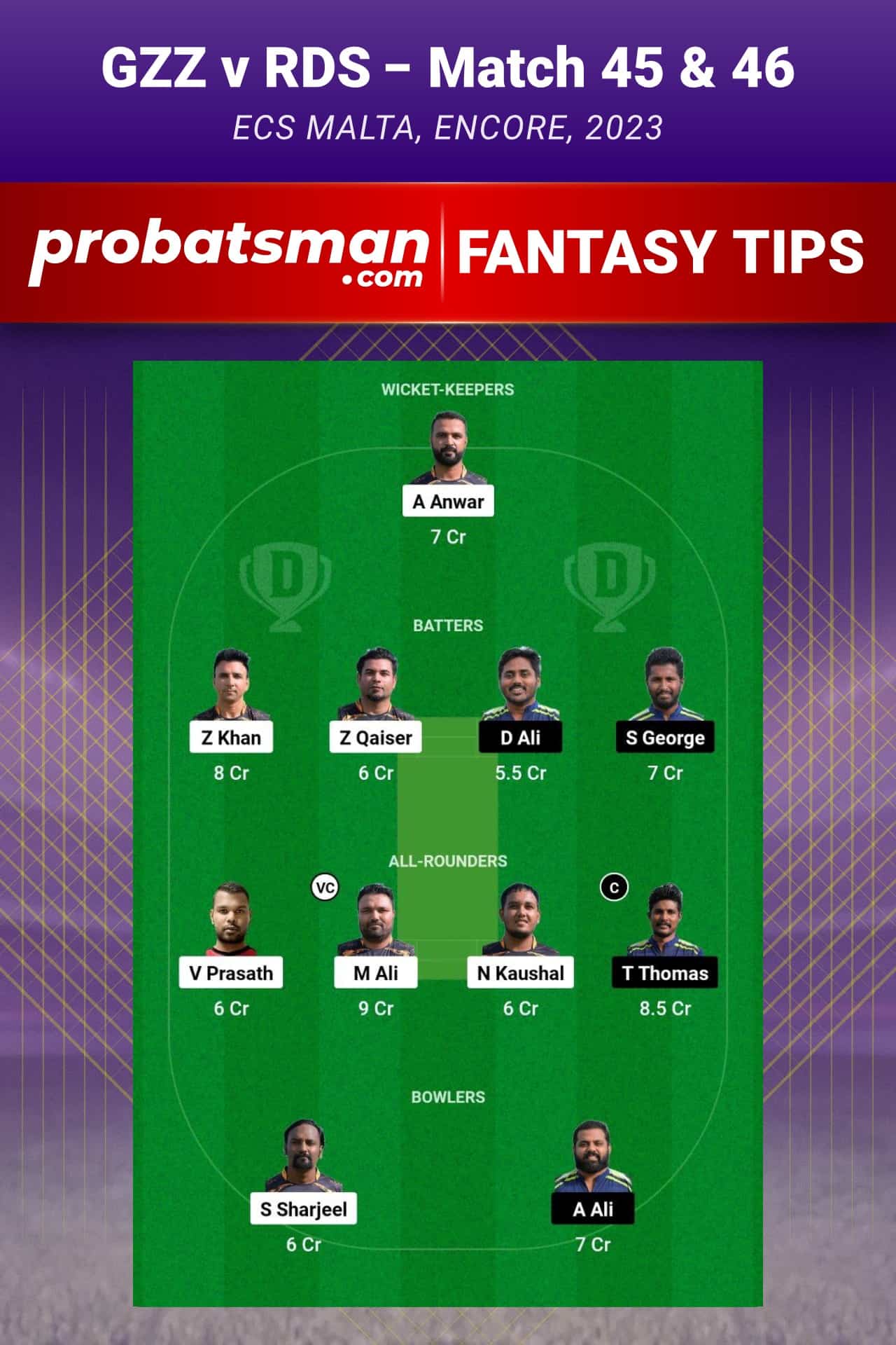 GZZ vs RDS Dream11 Prediction - Fantasy Team 1 GZZ vs RDS Dream11 Prediction - Fantasy Team 1