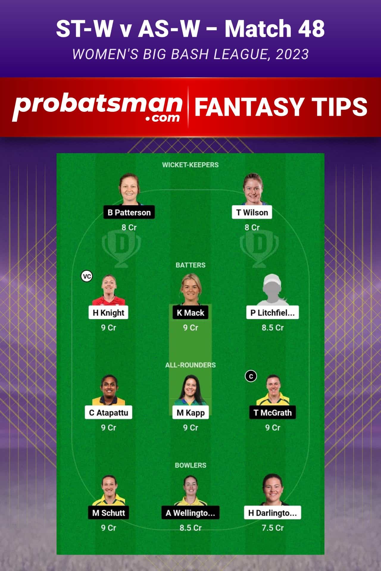 ST-W vs AS-W Dream11 Prediction - Fantasy Team 2 ST-W vs AS-W Dream11 Prediction - Fantasy Team 2
