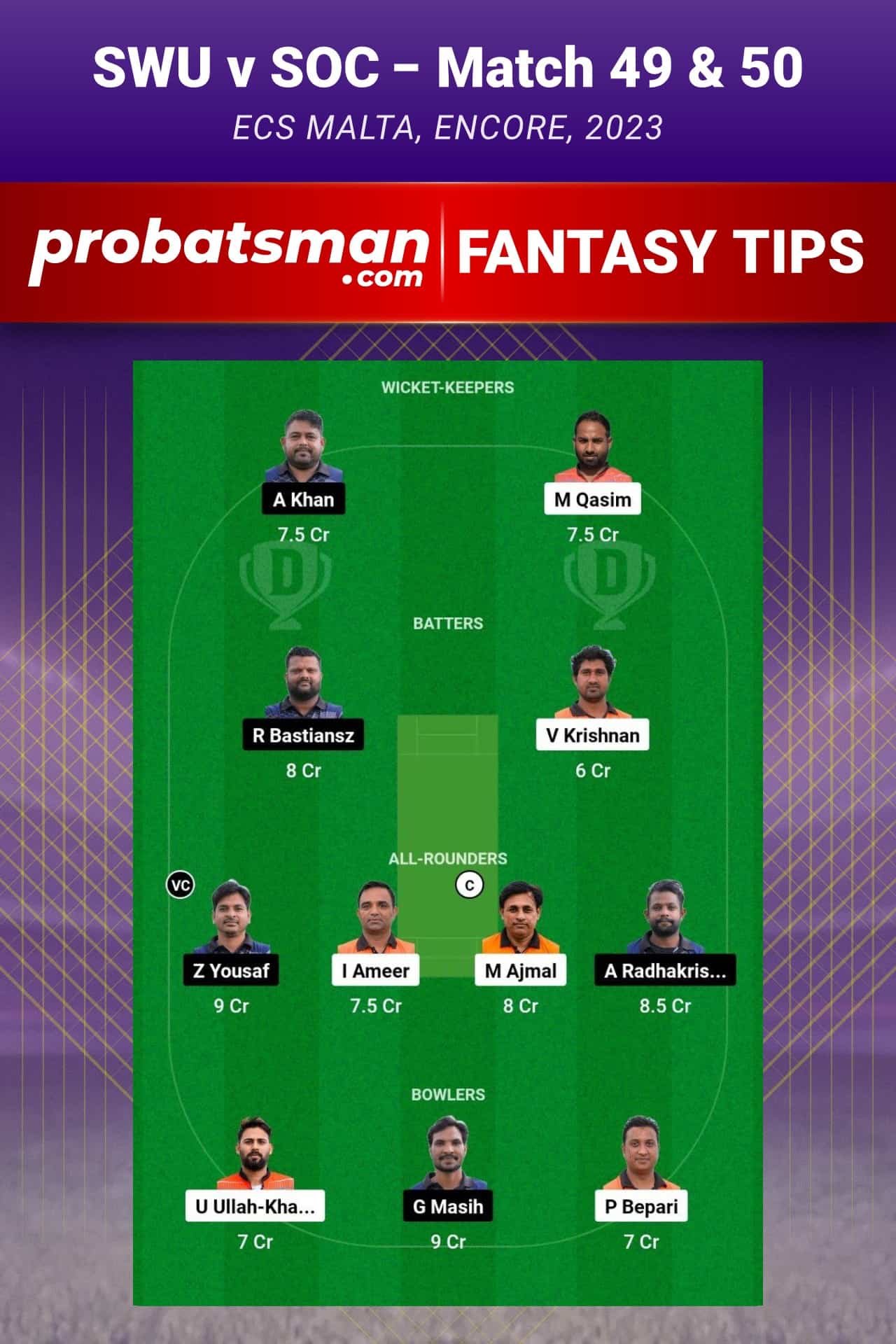 SWU vs SOC Dream11 Prediction - Fantasy Team 1 SWU vs SOC Dream11 Prediction - Fantasy Team 1