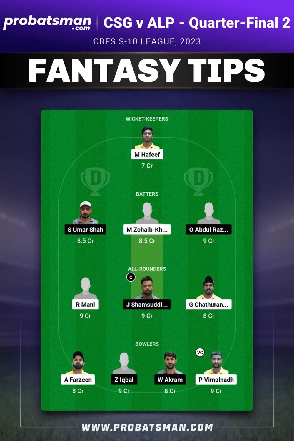 CSG vs ALP Dream11 Prediction - Fantasy Team 2