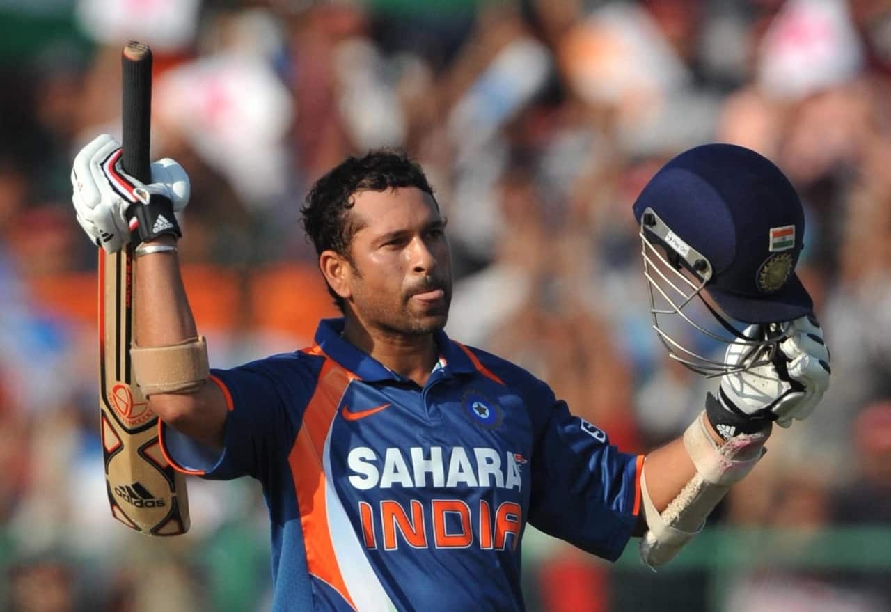 Sachin Tendulkar celebrating his double century