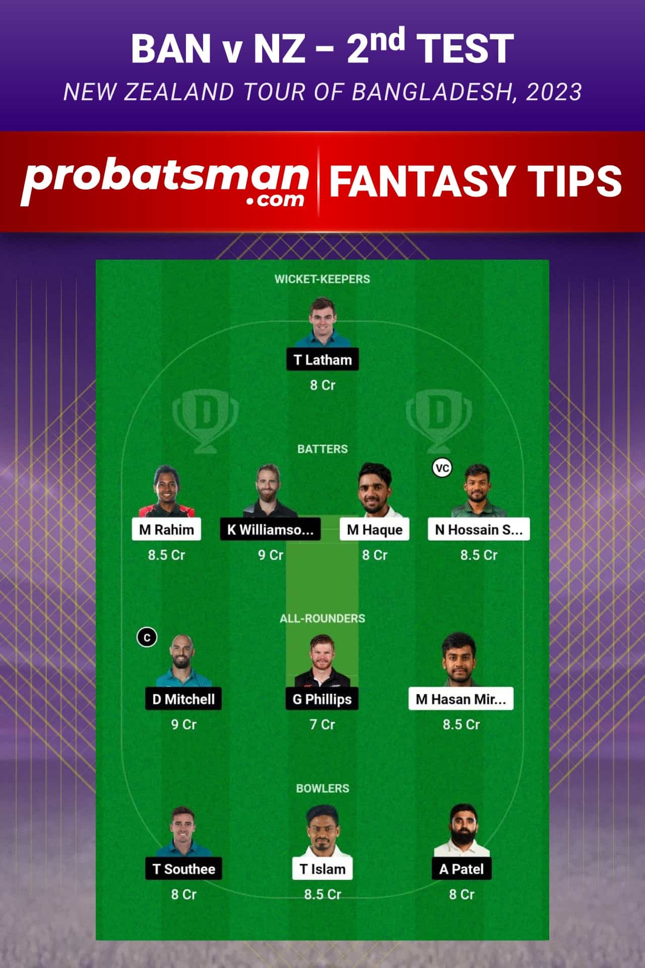 BAN vs NZ Dream11 Prediction - Fantasy Team 2