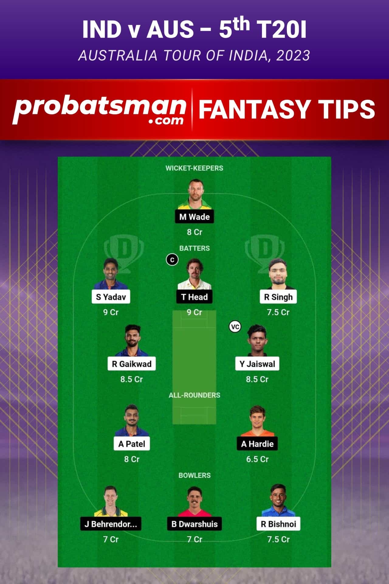 IND vs AUS Dream11 Prediction - Fantasy Team 2