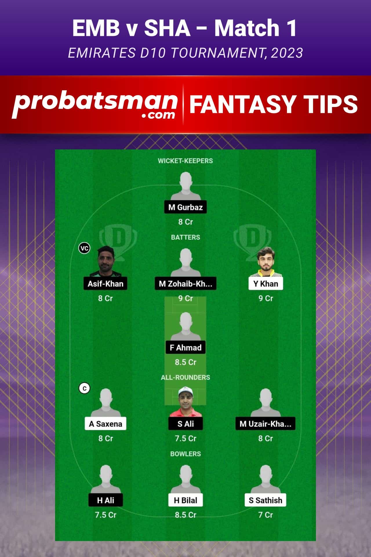 EMB vs SHA Dream11 Prediction - Fantasy Team 2