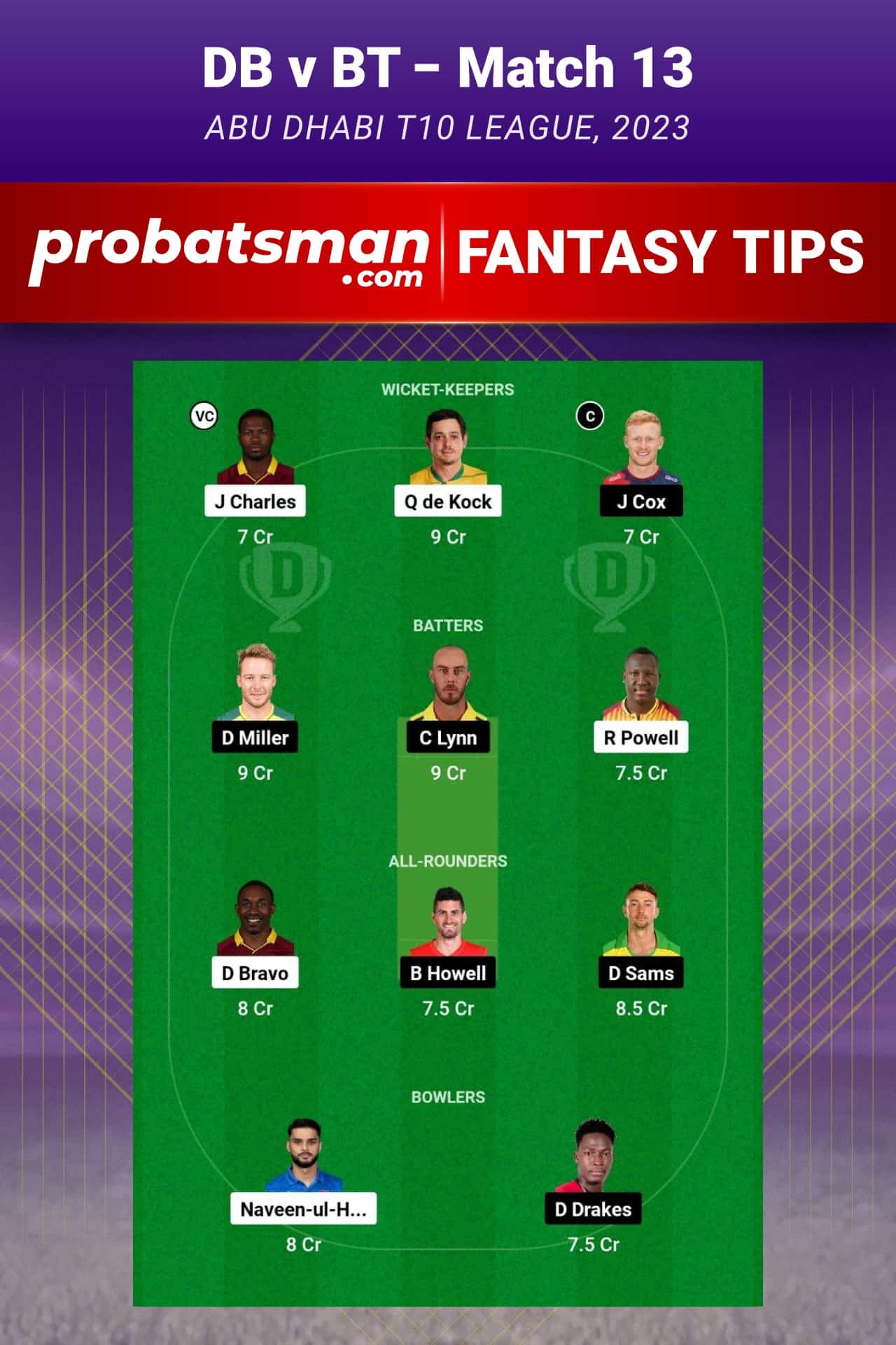 DB vs BT Dream11 Prediction - Fantasy Team 2