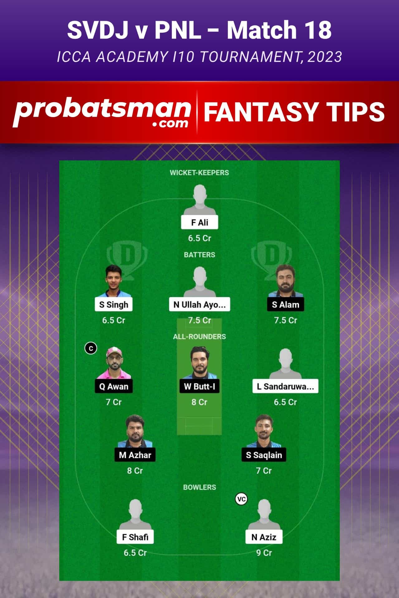 SVDJ vs PNL Dream11 Prediction - Fantasy Team 2