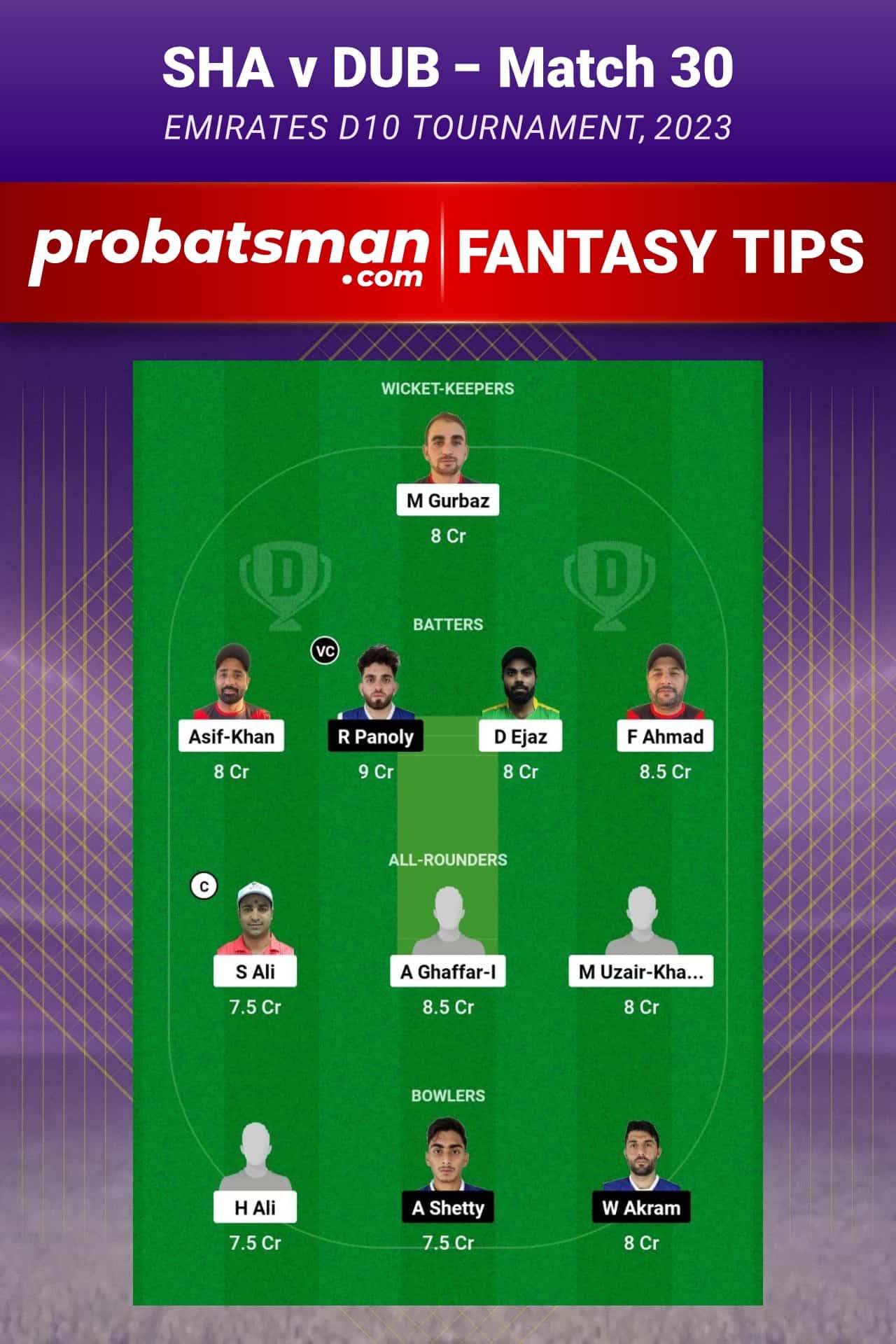 SHA vs DUB Dream11 Prediction - Fantasy Team 2