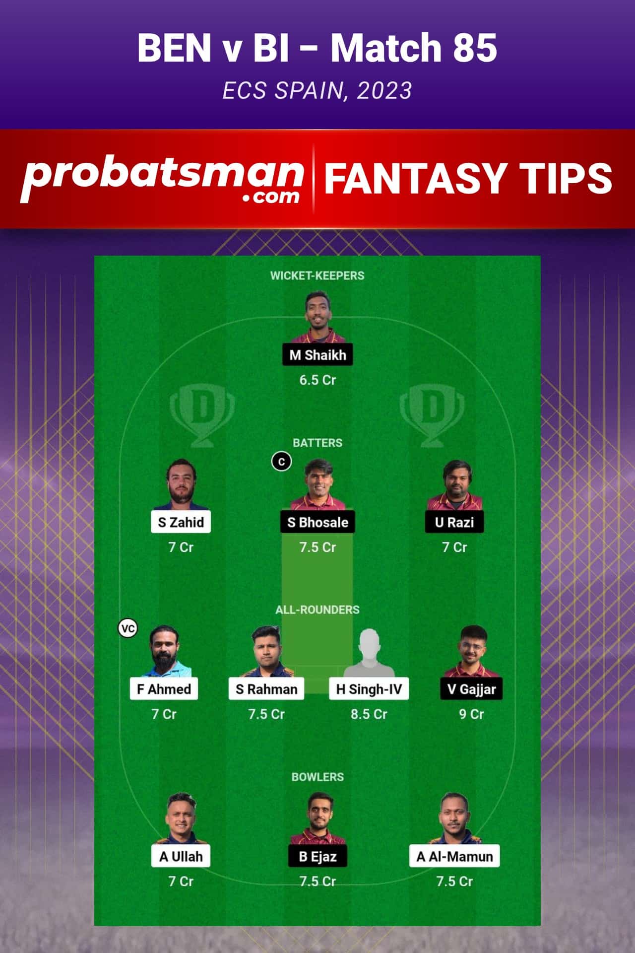 BEN vs BI Dream11 Prediction - Fantasy Team 2