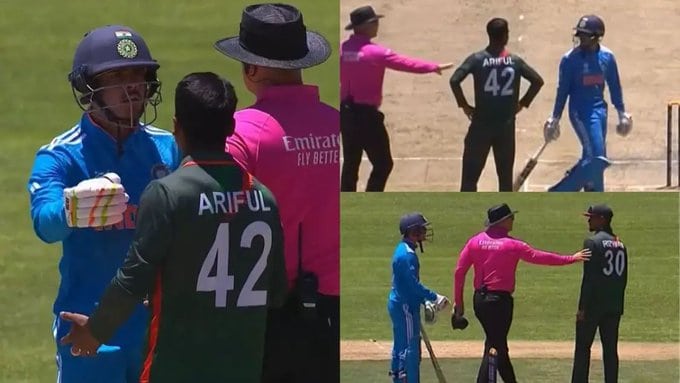 [Watch] Indian Captain Uday Saharan Engages in Massive Fight with Bangladesh Pacer Ariful Islam During IND U19 vs BAN U19 Match