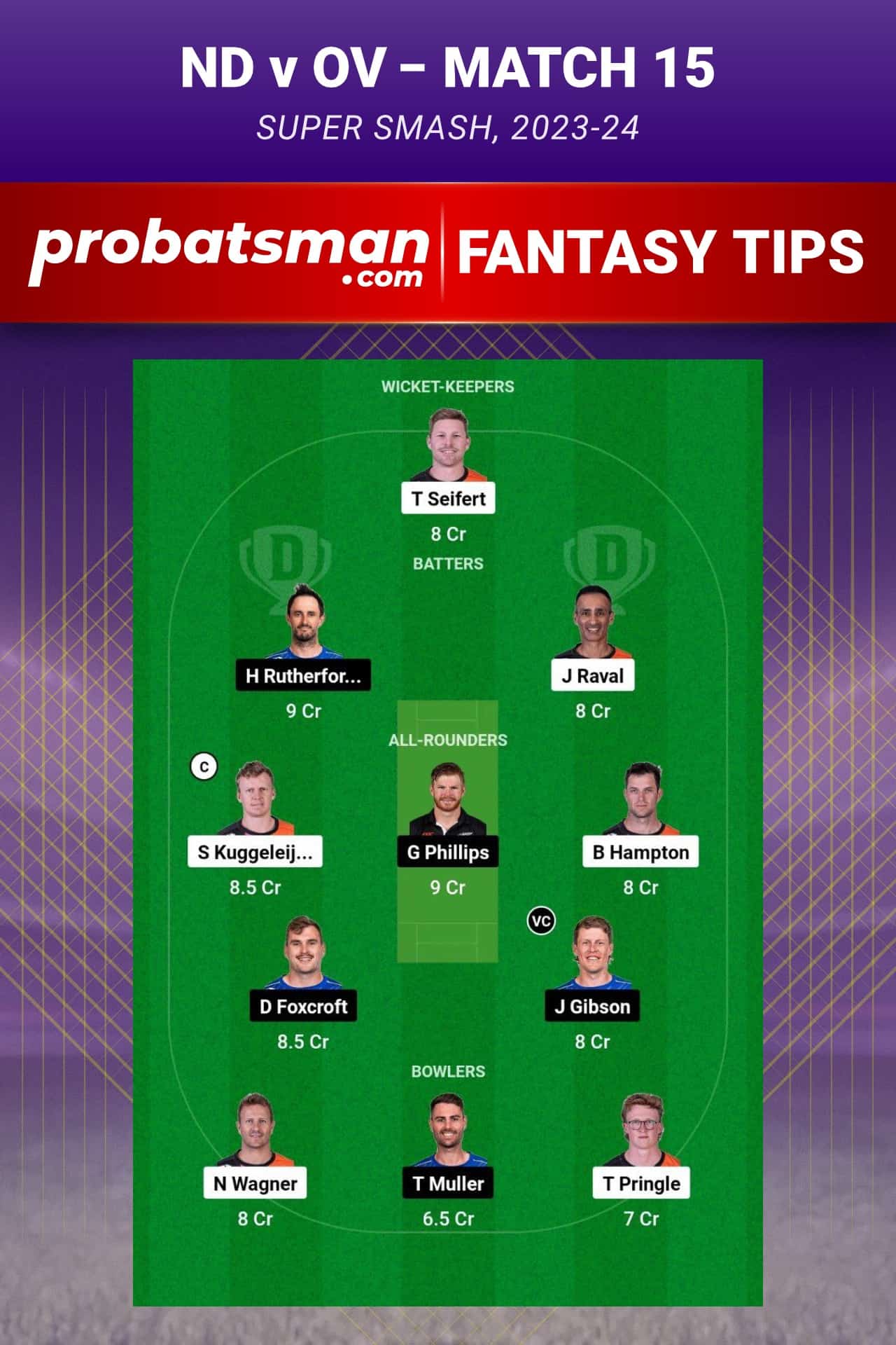 ND vs OV Dream11 Prediction - Fantasy Team 1