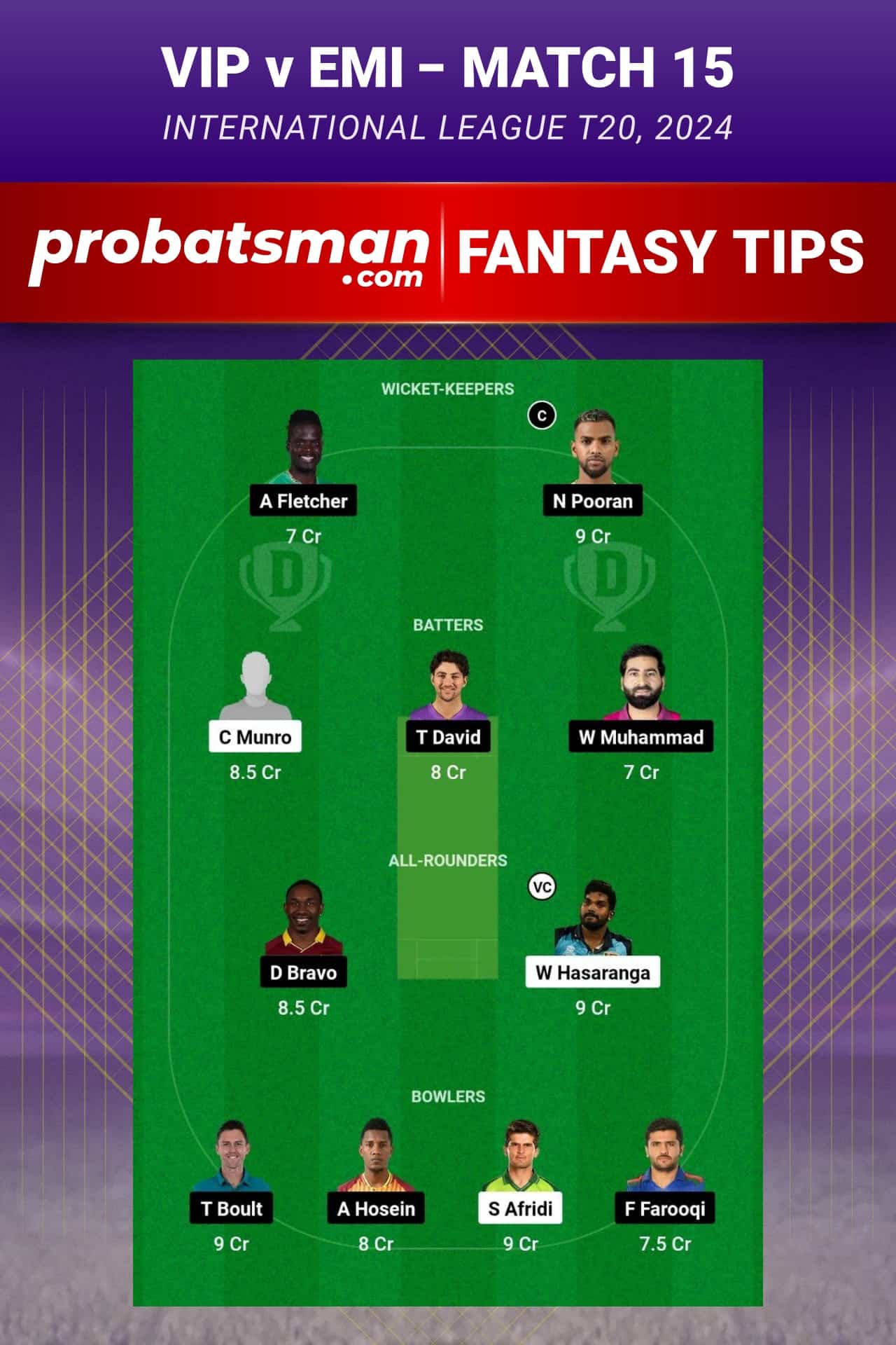 VIP vs EMI Dream11 Prediction - Fantasy Team 2