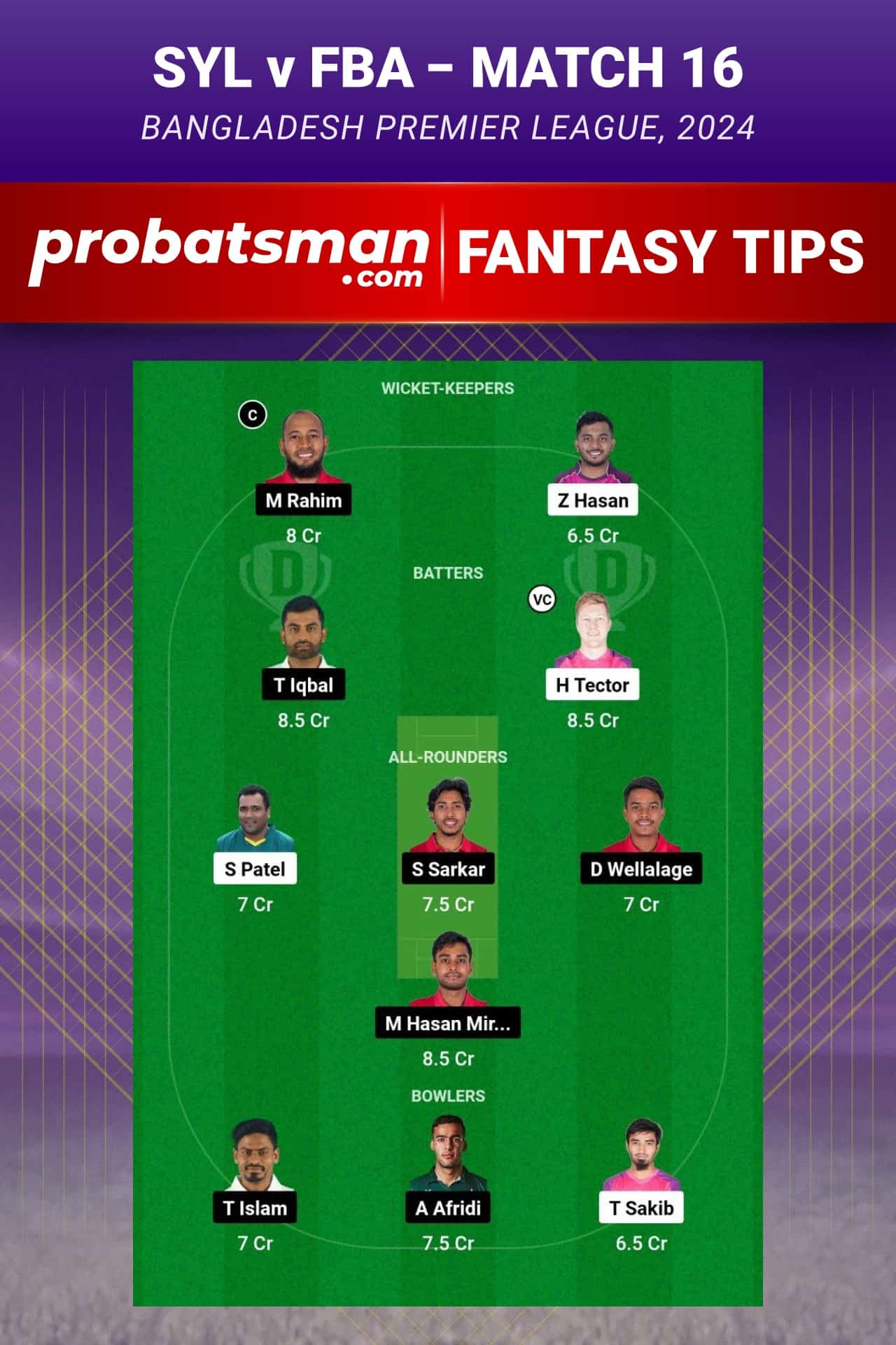 SYL vs FBA Dream11 Prediction - Fantasy Team 2