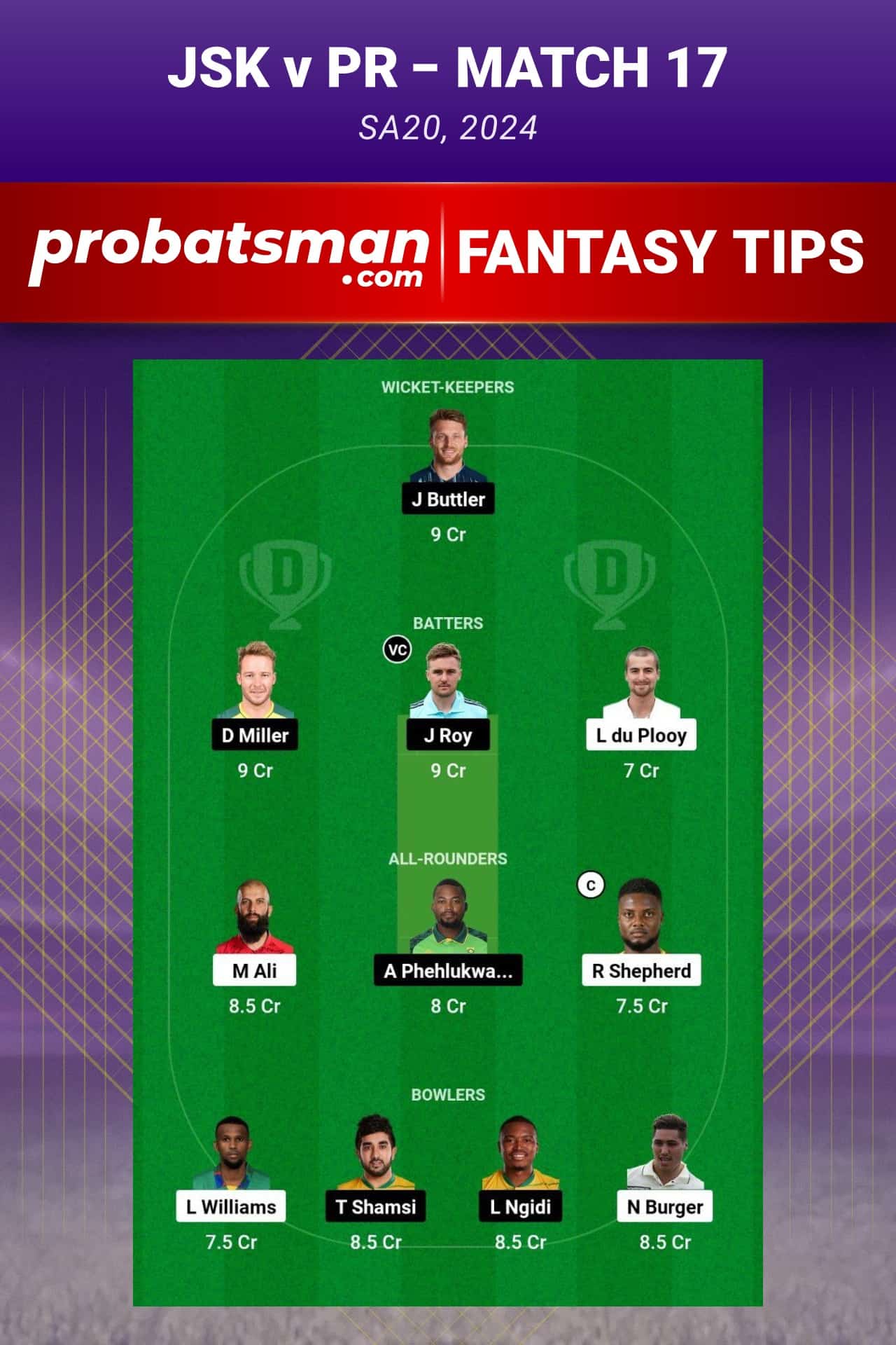 JSK vs PR Dream11 Prediction - Fantasy Team 2