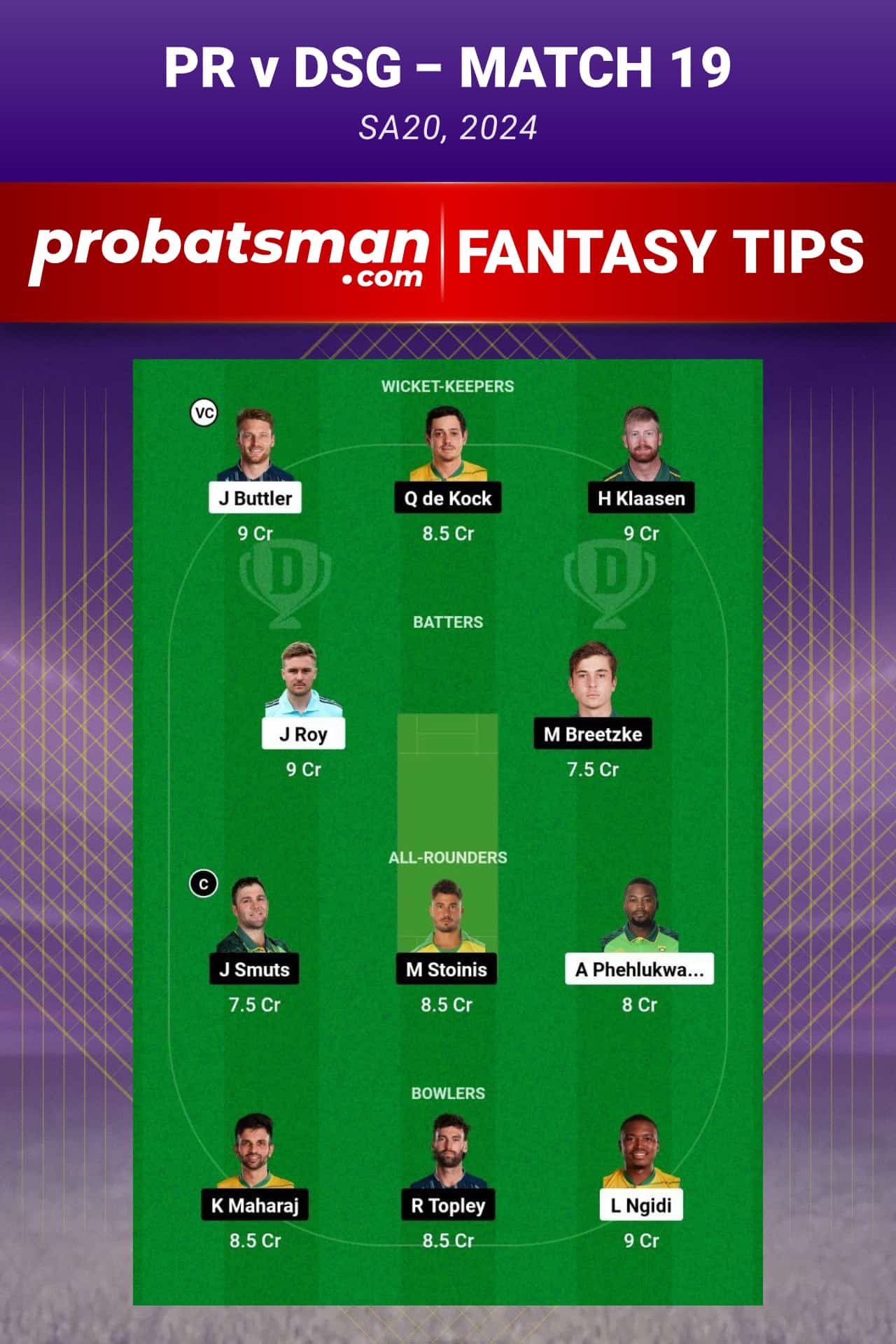 PR vs DSG Dream11 Prediction - Fantasy Team 2