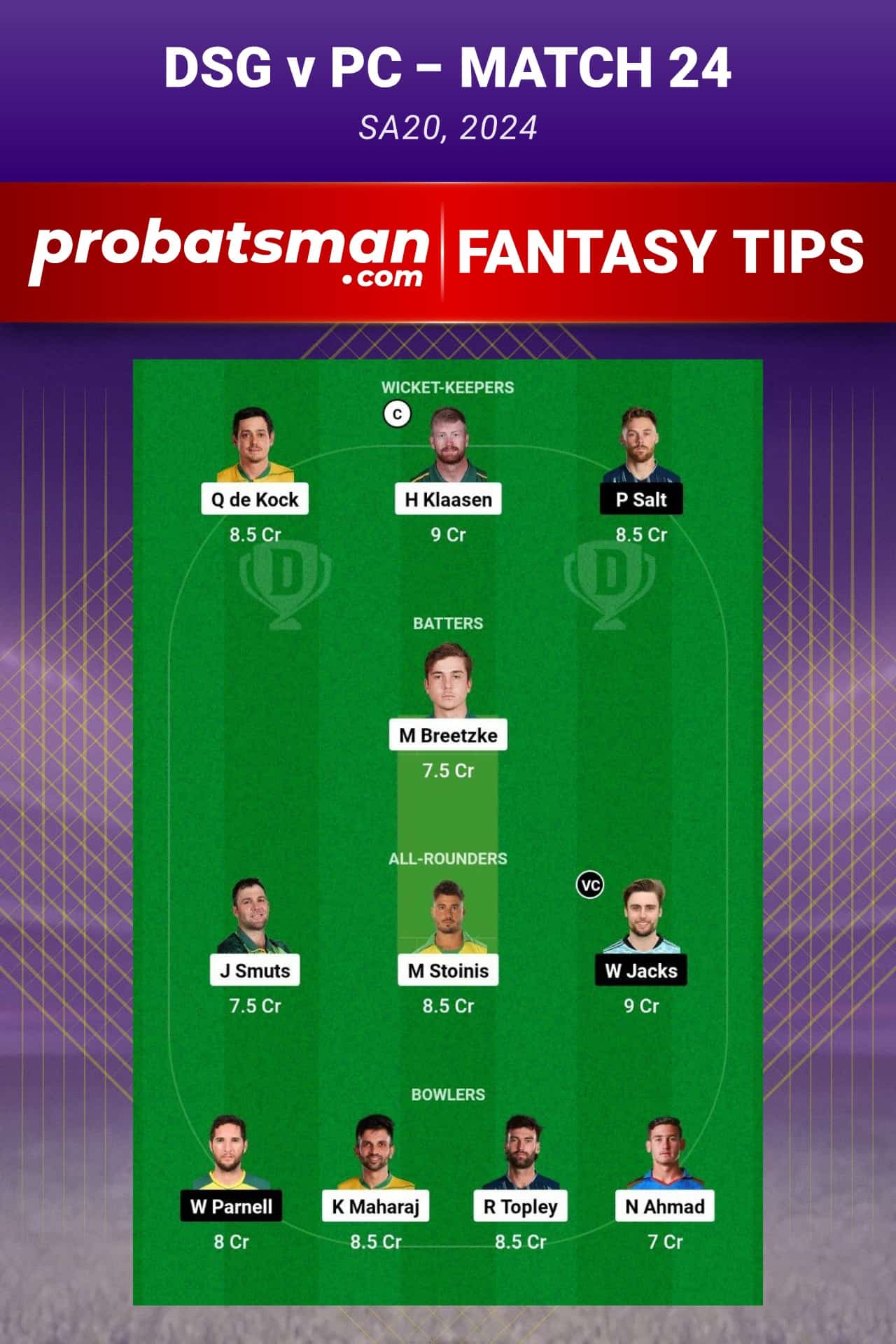 DSG vs PC Dream11 Prediction - Fantasy Team 2