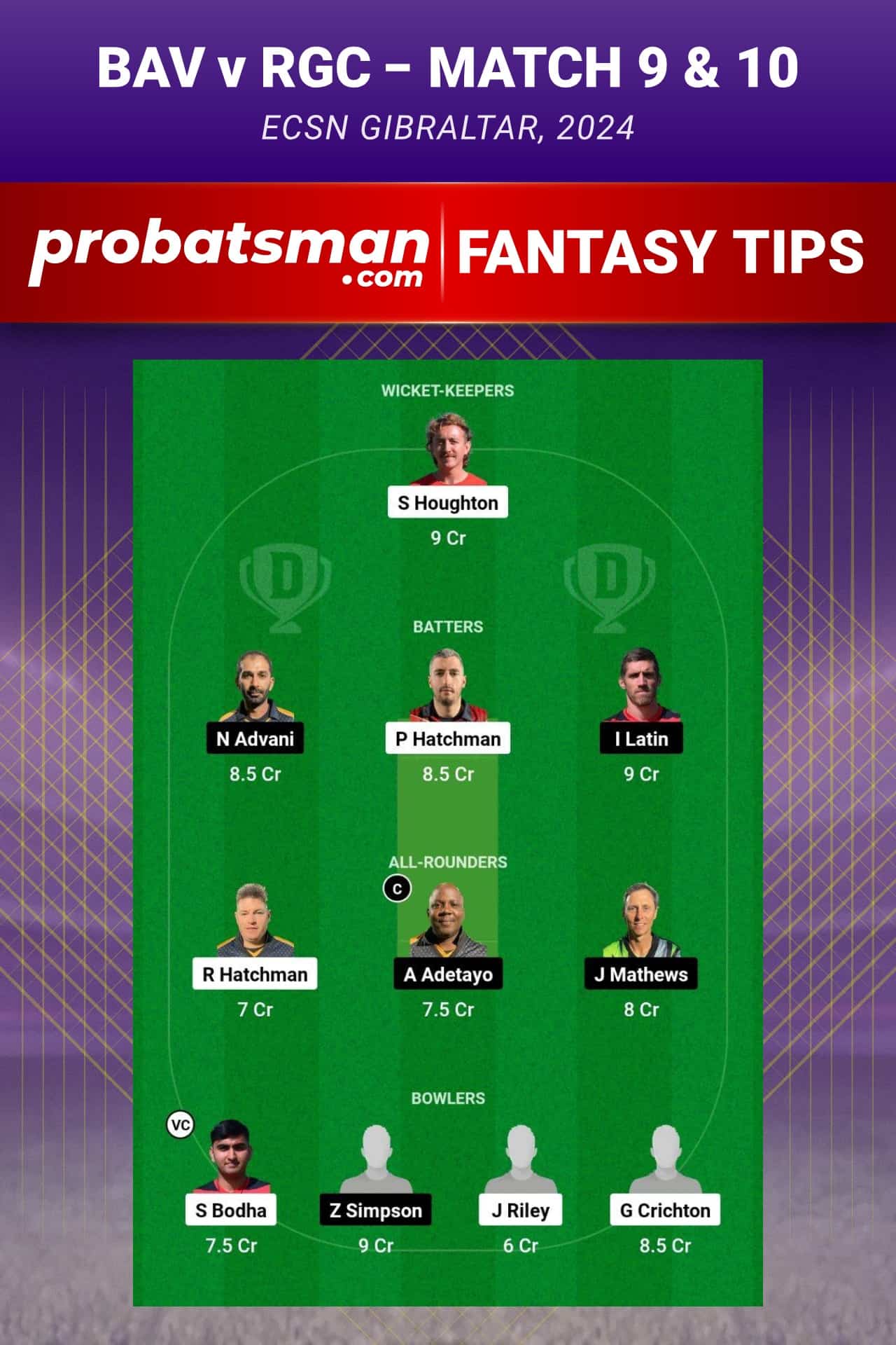 BAV vs RGC Dream11 Prediction - Fantasy Team 2