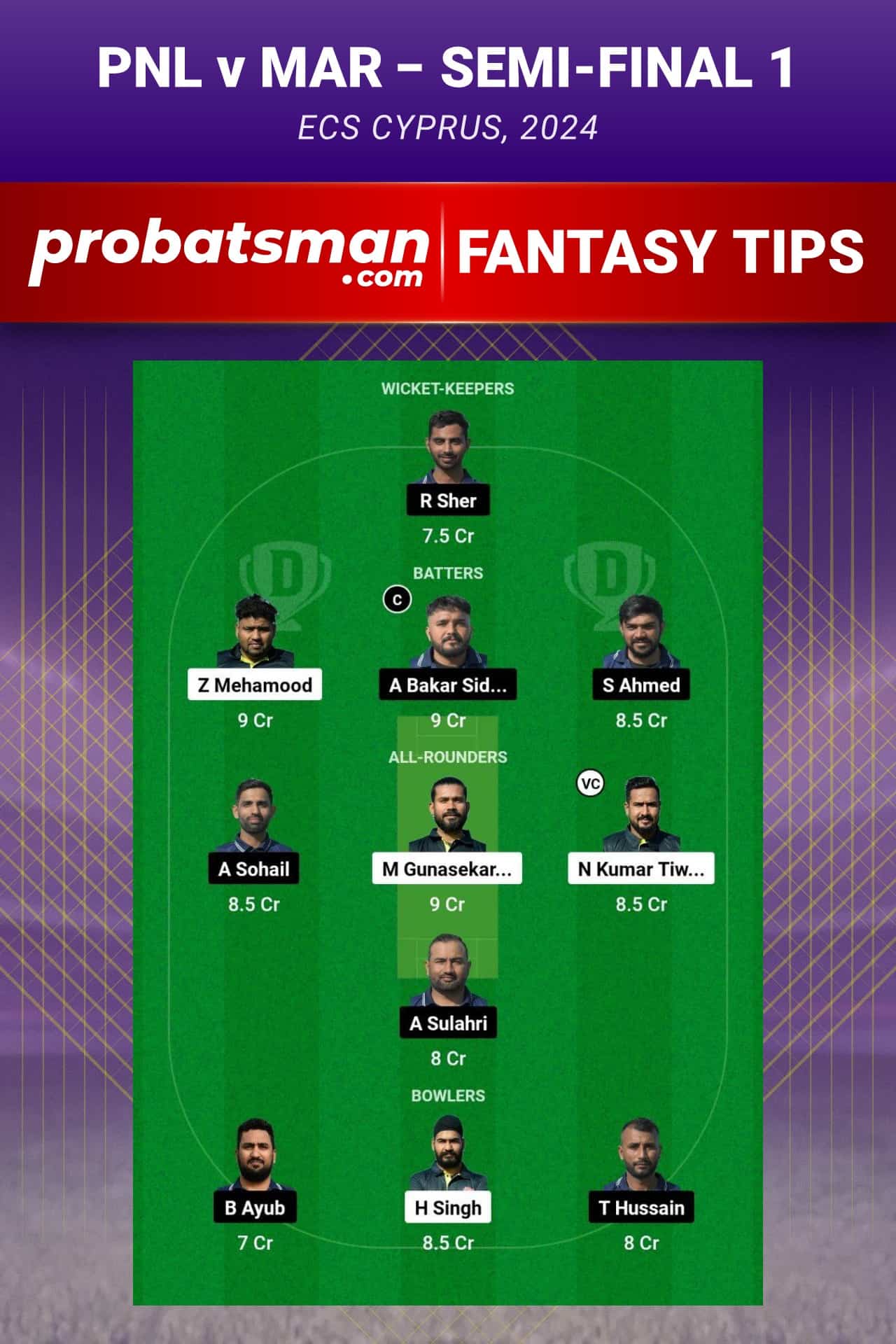 PNL vs MAR Dream11 Prediction - Fantasy Team 2