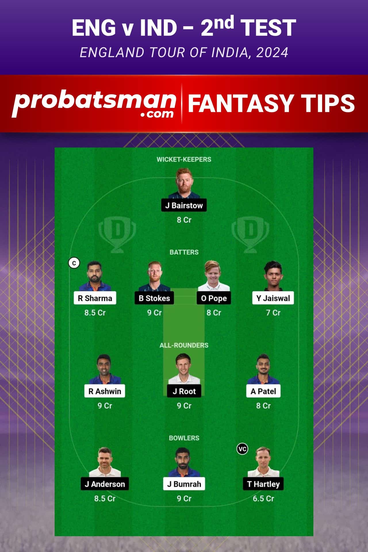 IND vs ENG Dream11 Prediction - Fantasy Team 2