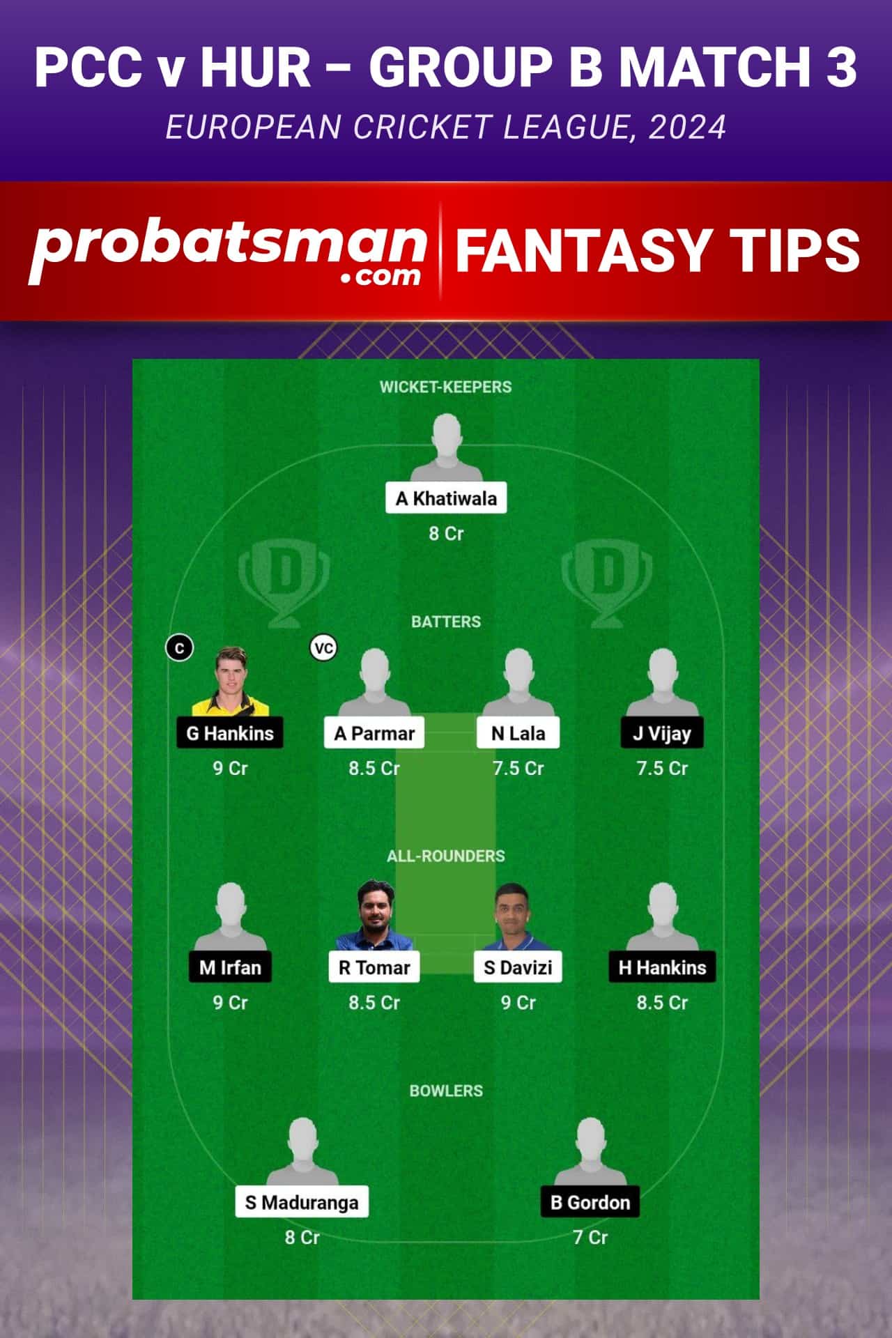 PCC vs HOR Dream11 Prediction - Fantasy Team 1