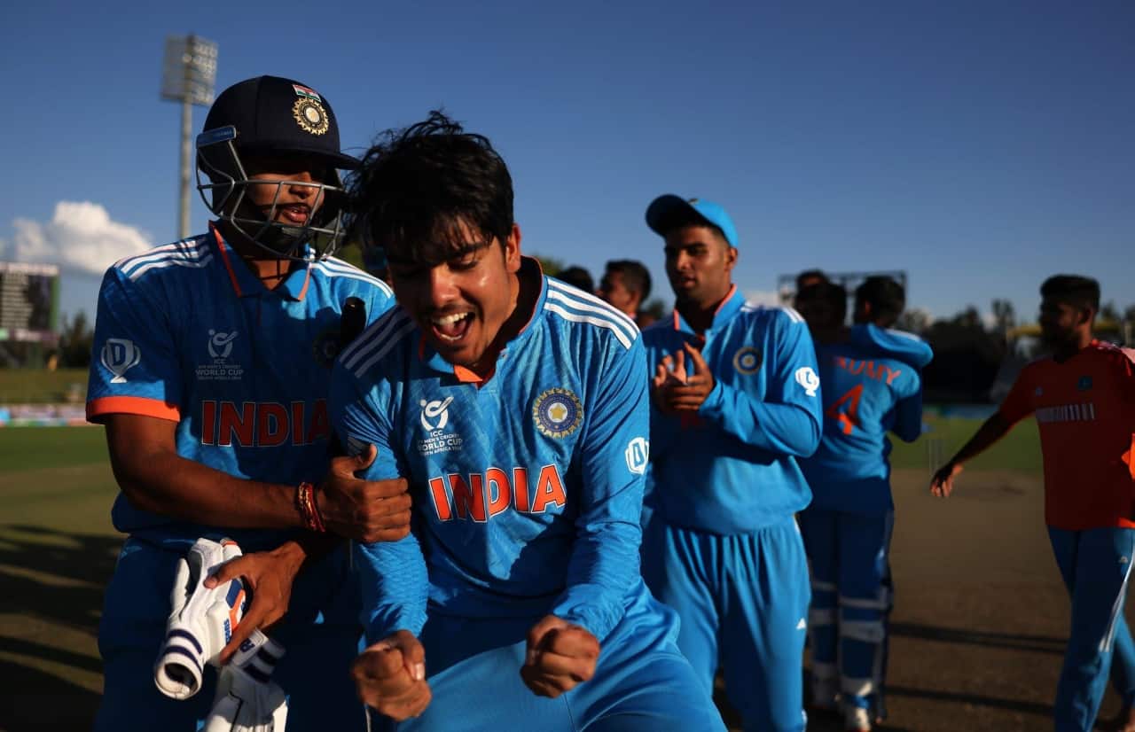 India U19 Celebrating Victory in Semi-Final 1 against South Africa
